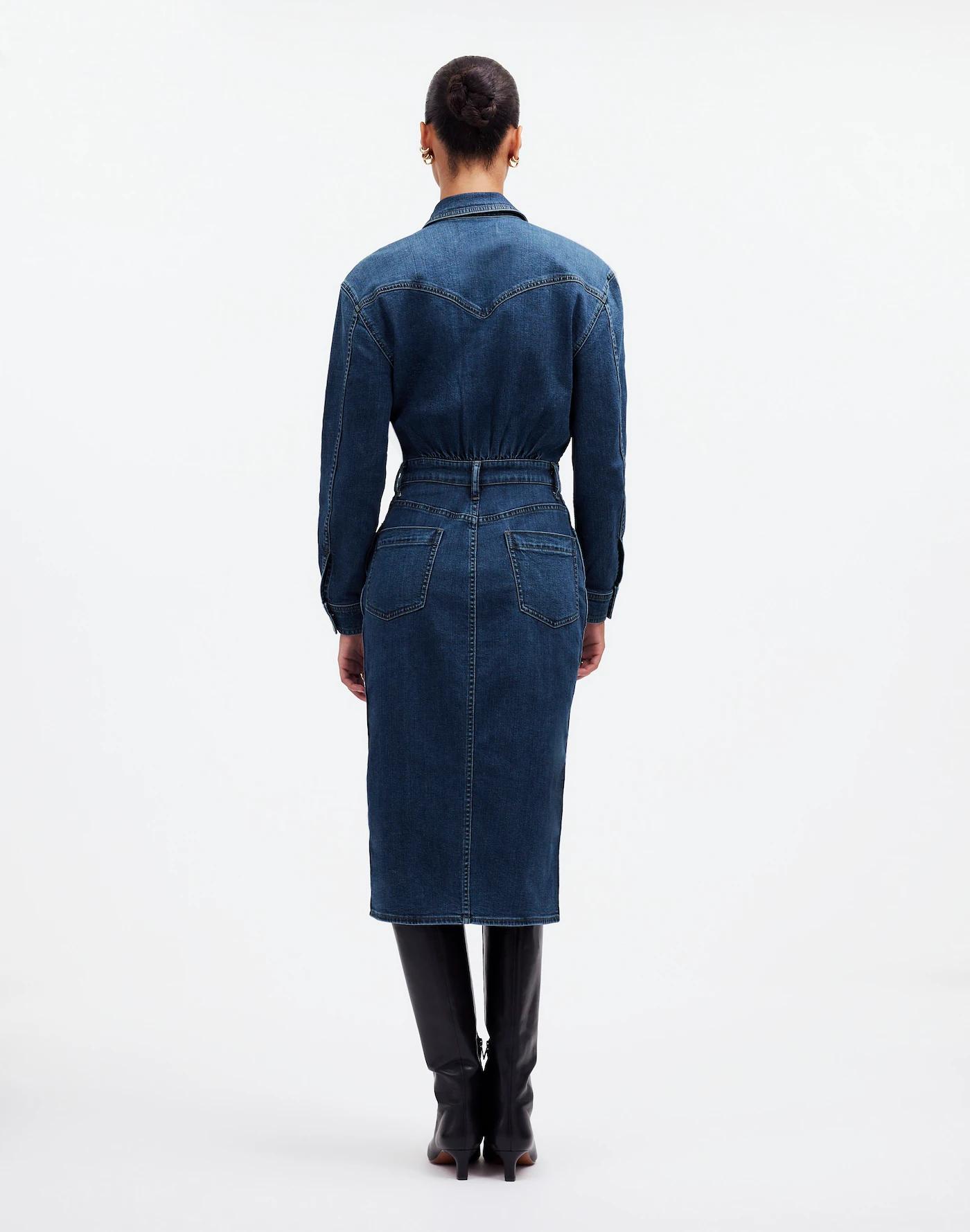 Denim Western Midi Shirtdress in Laselle Wash Product Image