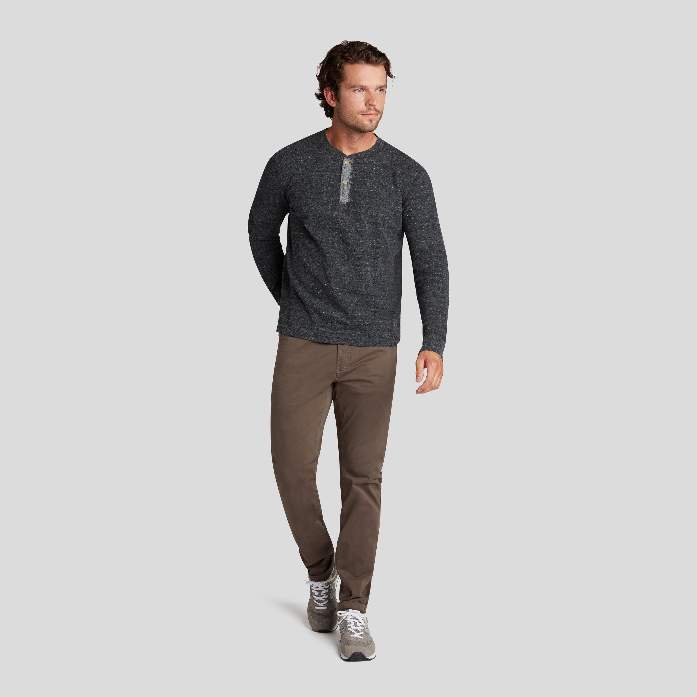 New Windsor Double Cloth Henley - Charcoal Heather Product Image