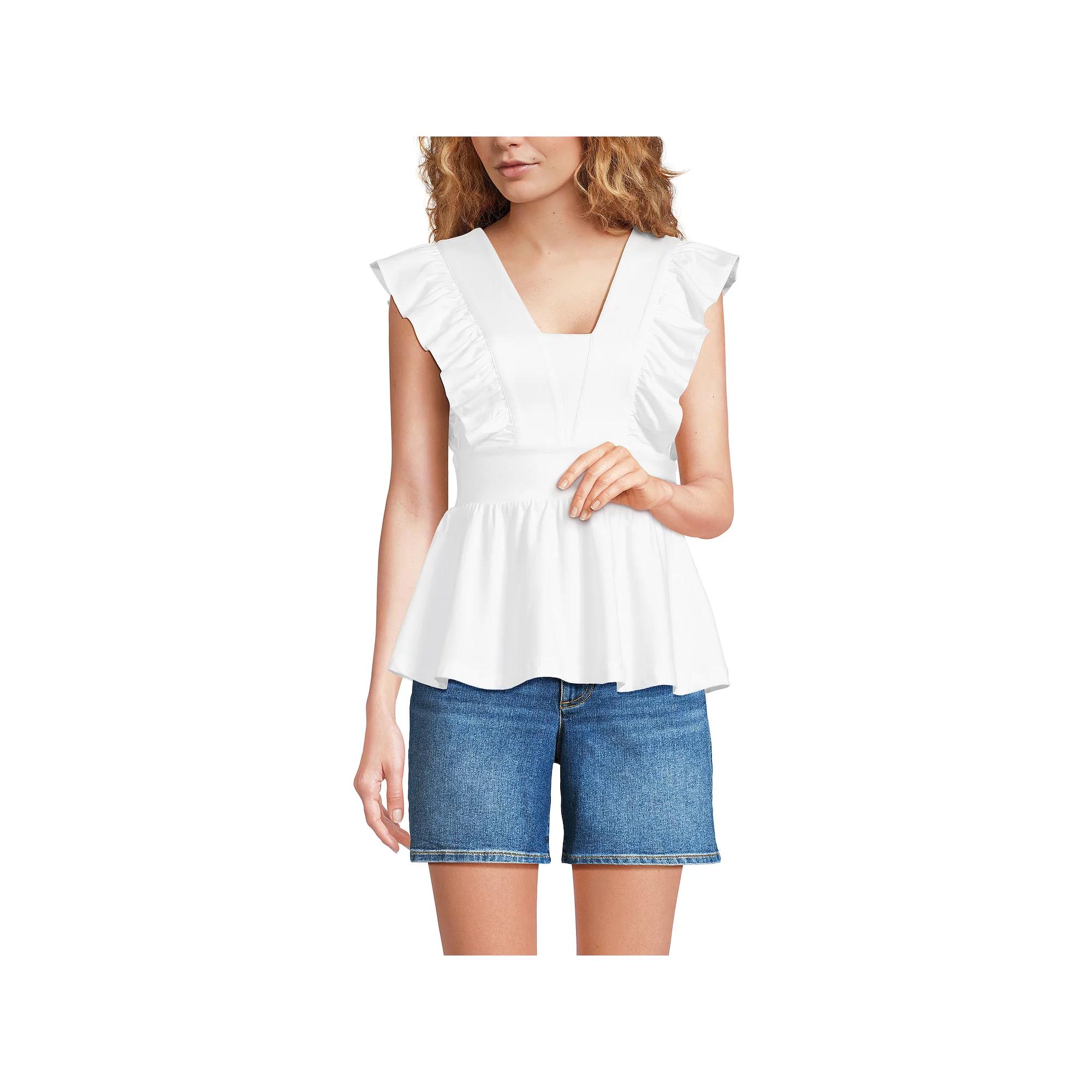Women's Lands' End Lightweight Jersey Ruffle Peplum Top,  Product Image