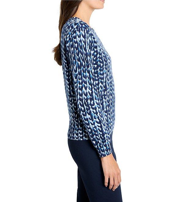 NIC + ZOE Knitch Stitch Printed Round Neck Long Sleeve Sweater Product Image