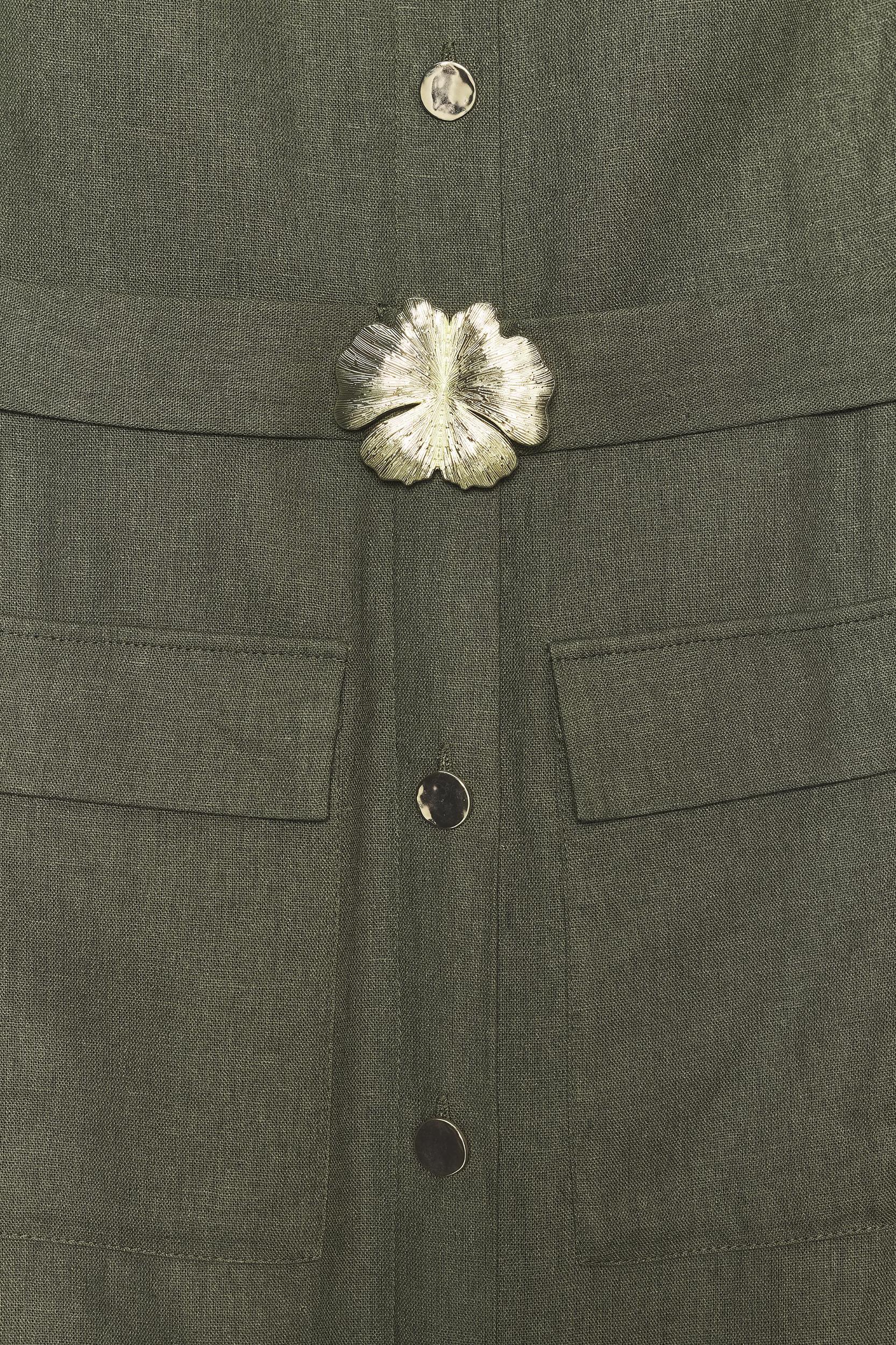 LINEN BELTED MIDI DRESS Product Image