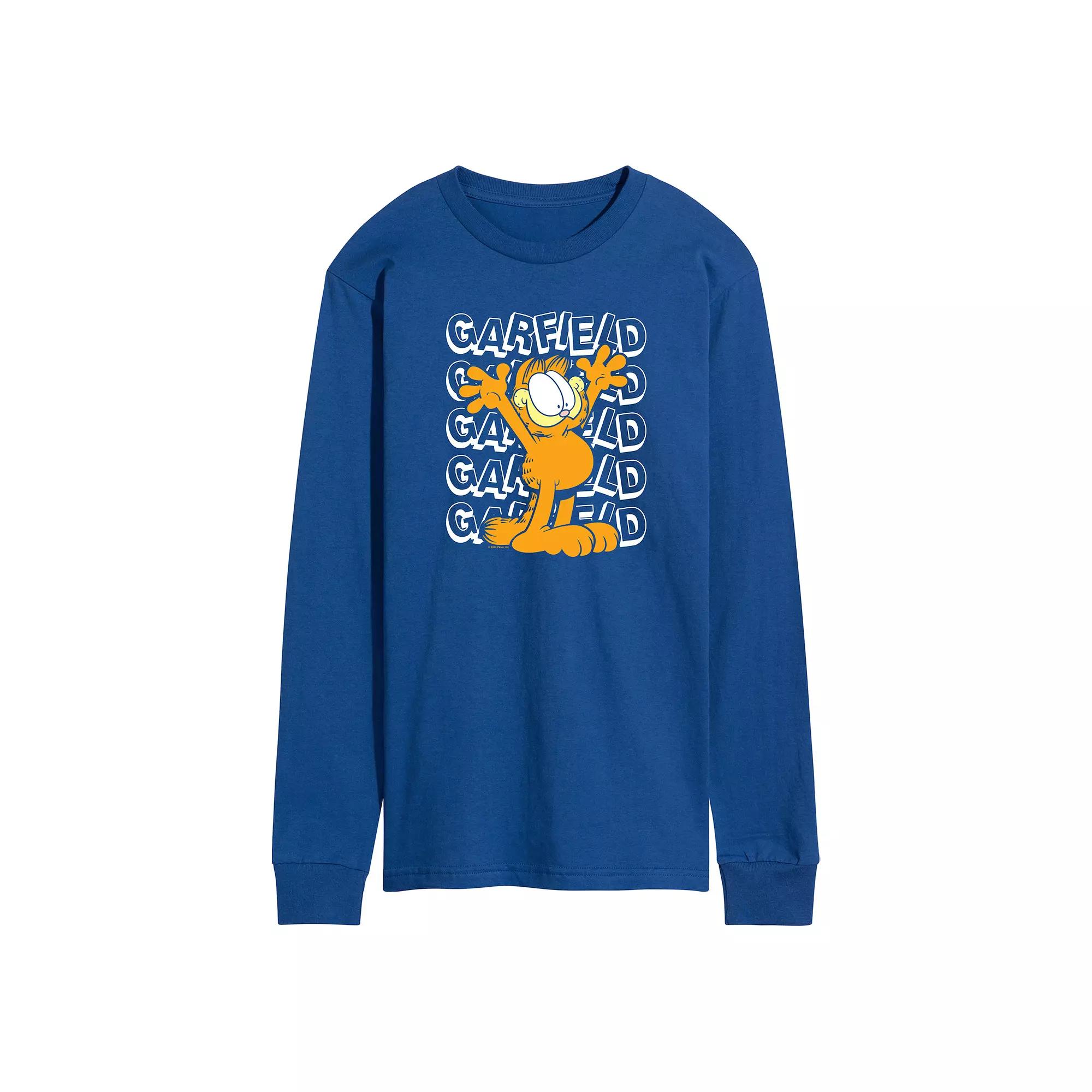 Men's Garfield Repeated Long Sleeve Graphic Tee,  Product Image