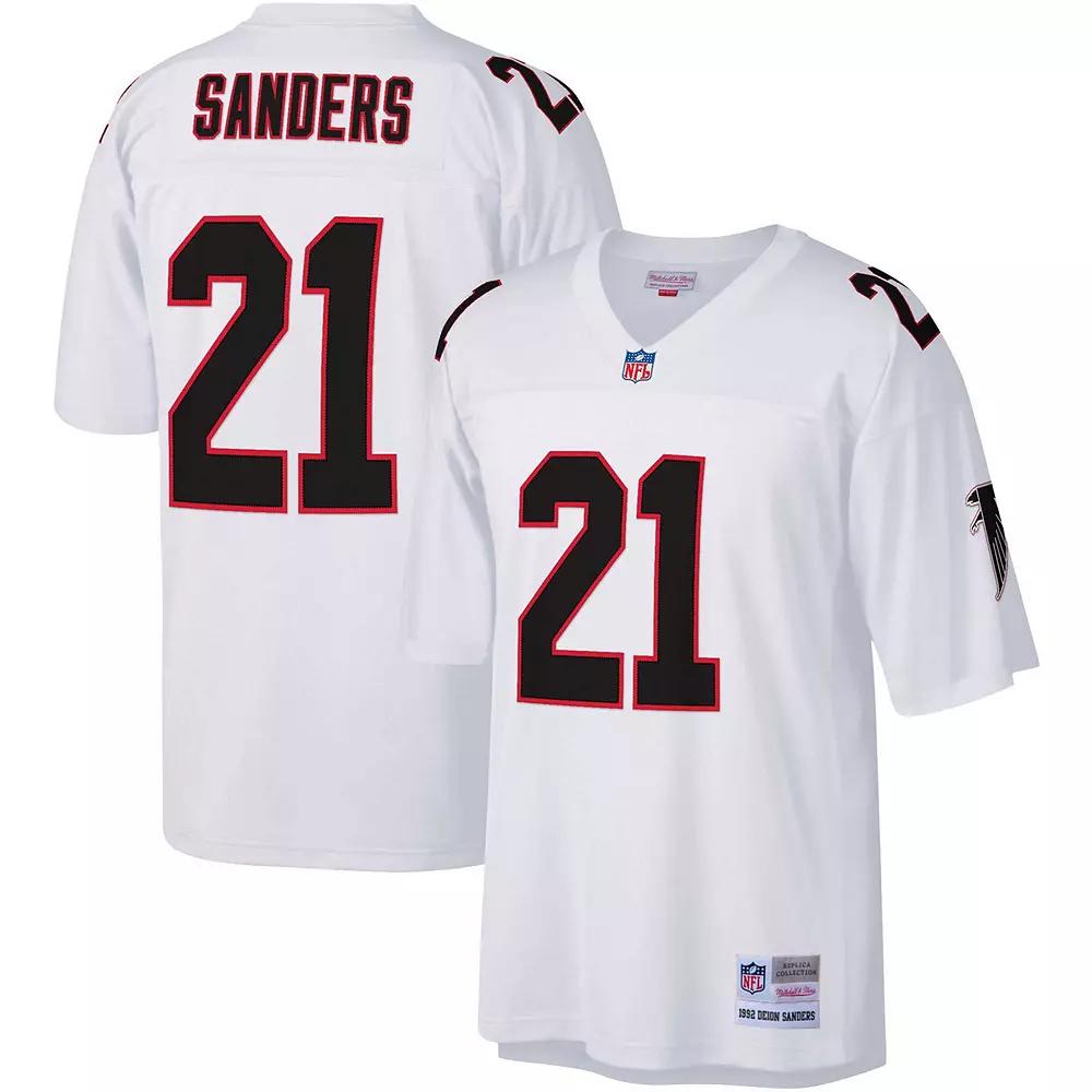 Men's Mitchell & Ness Deion Sanders White Atlanta Falcons Big & Tall 1992 Retired Player Replica Jersey,  Product Image