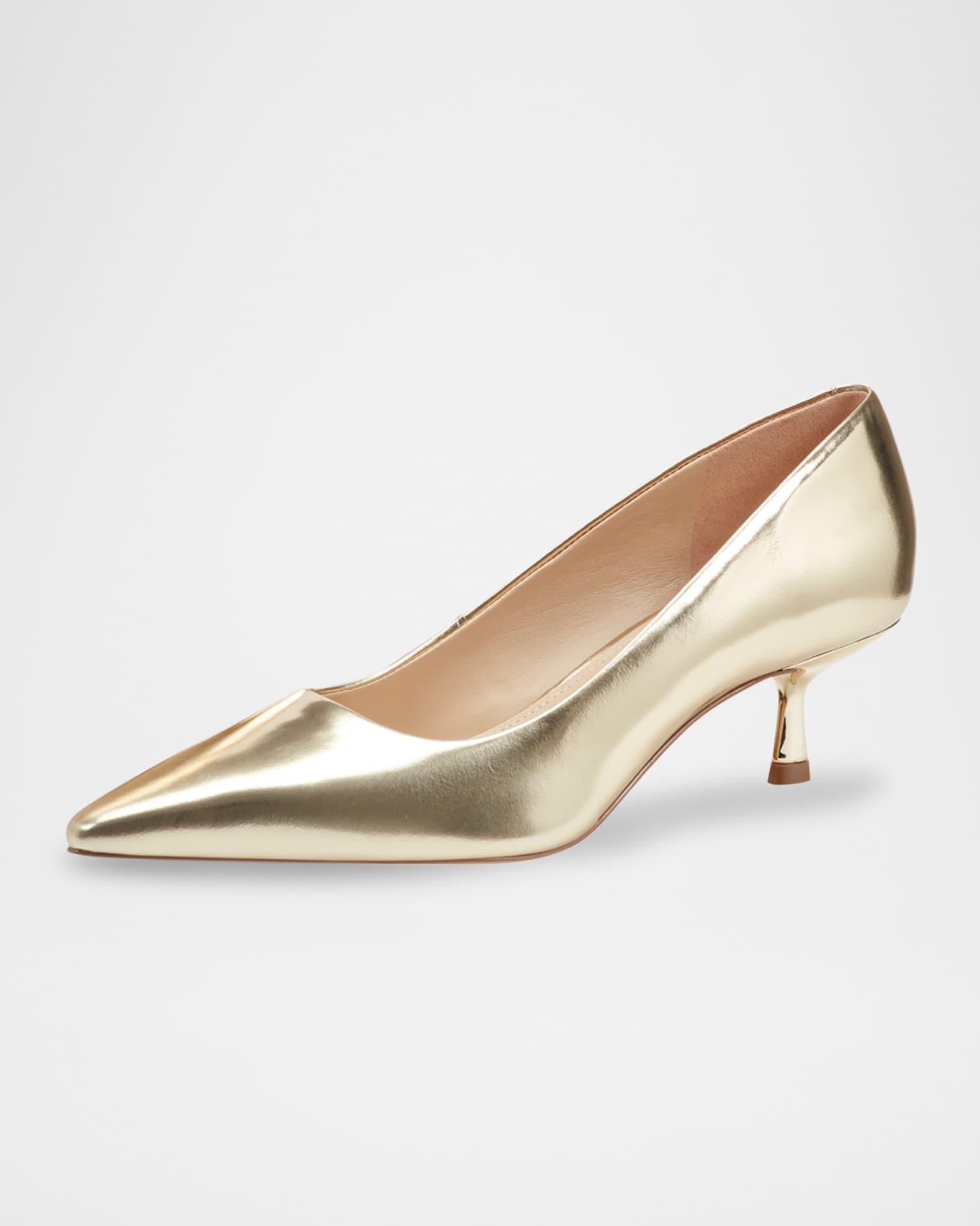 Calynna Metallic Leather Kitten-Heel Pumps Product Image