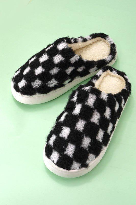 Plush Checkered Slippers - 3 Colors Available* Product Image