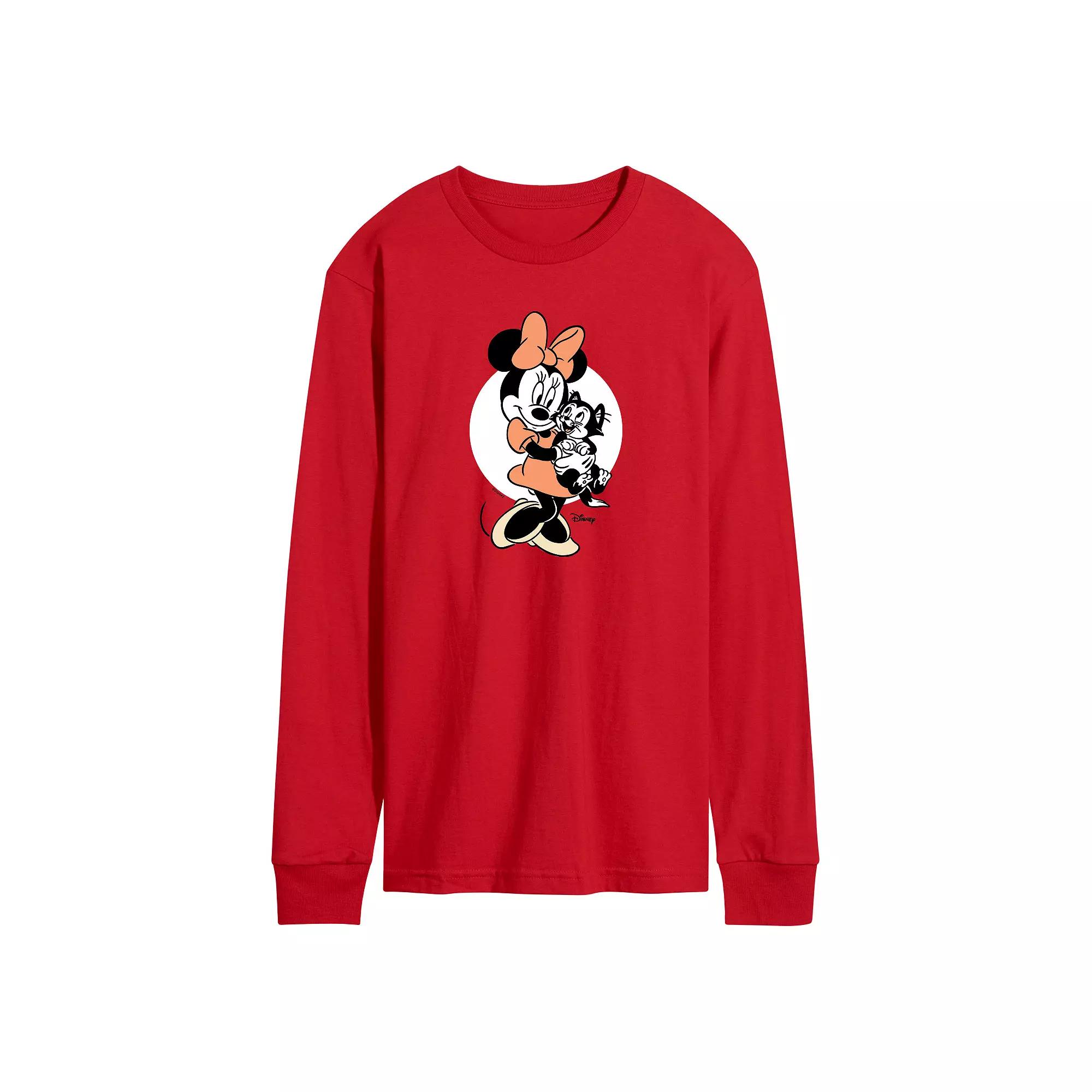 Disney's Minnie Mouse & Figaro Men's Long Sleeve Graphic Tee,  Product Image