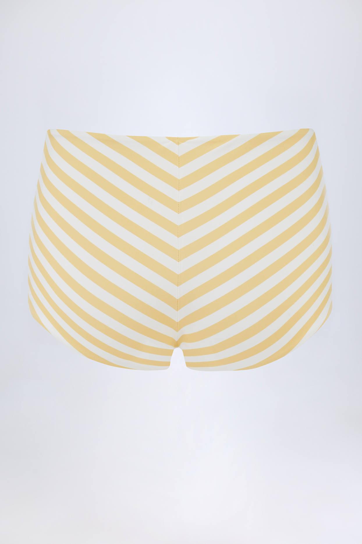 Mid-Rise Hot Pants in Lemon Yellow Stripe Product Image