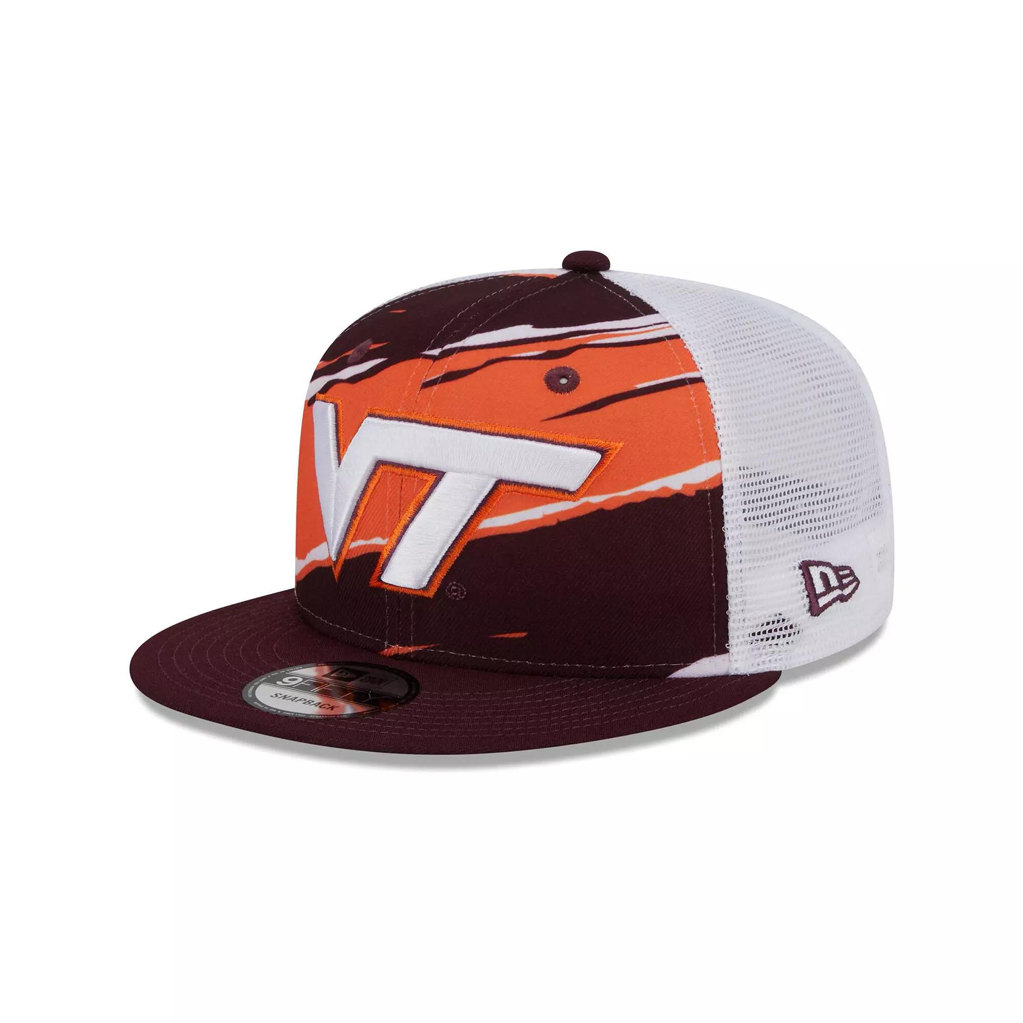 Men's New Era Maroon Virginia Tech Hokies Tear Trucker 9FIFTY Snapback Hat, Red Product Image