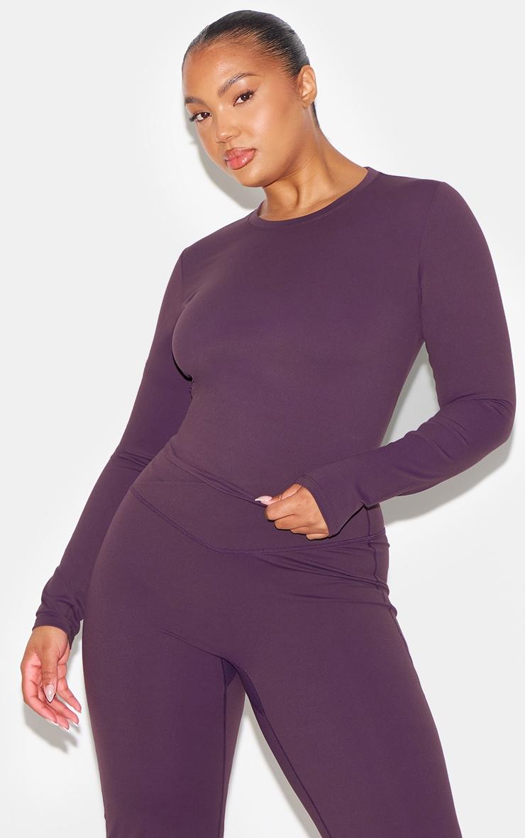 Dark Plum Ultimate Sculpt Long Sleeve Crop Gym Top Product Image