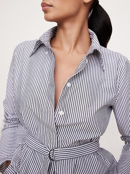 Cotton Poplin Belted Tunic Shirt Product Image