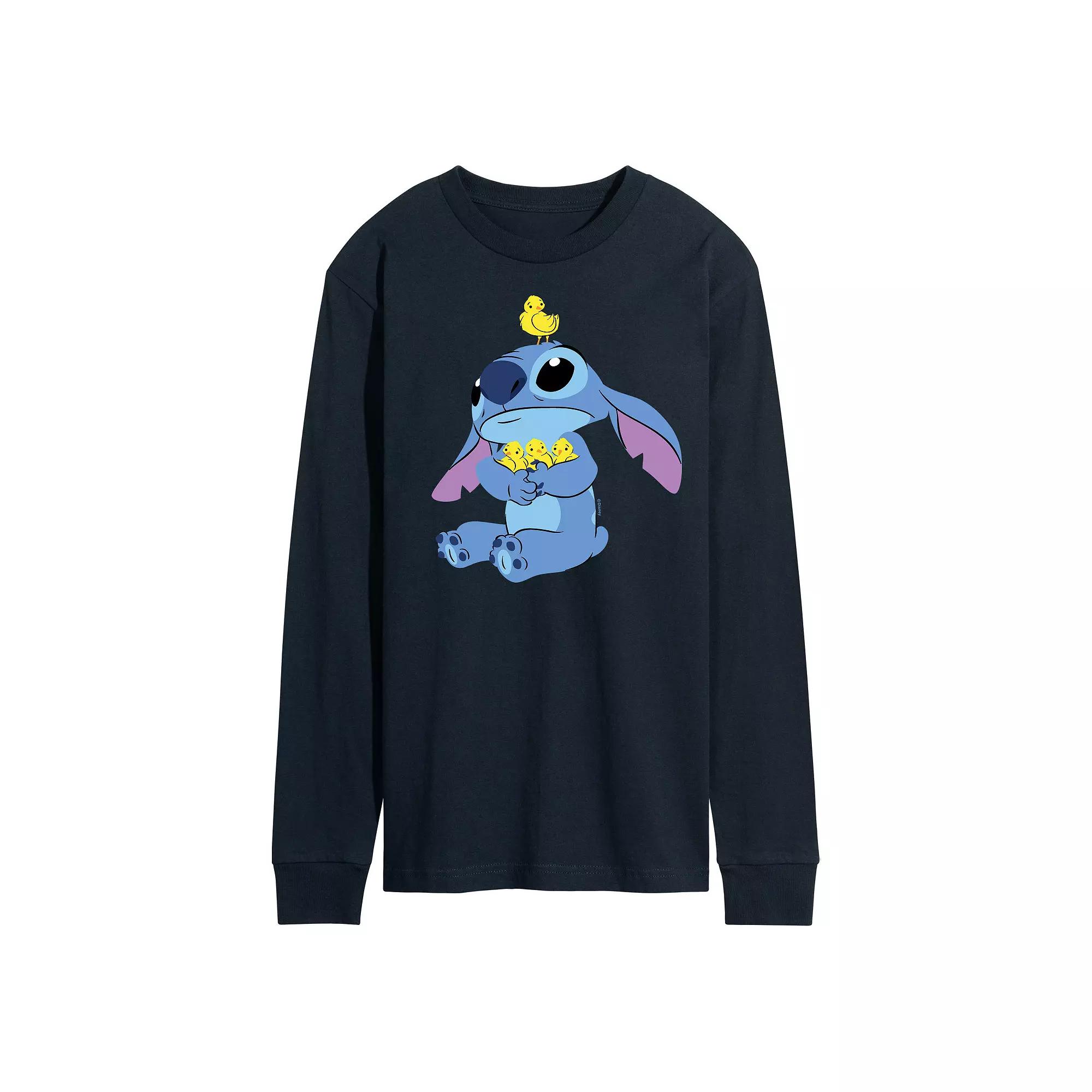 Disney's Lilo & Stitch Men's Stitch & Chicks Long Sleeve Graphic Tee,  Product Image