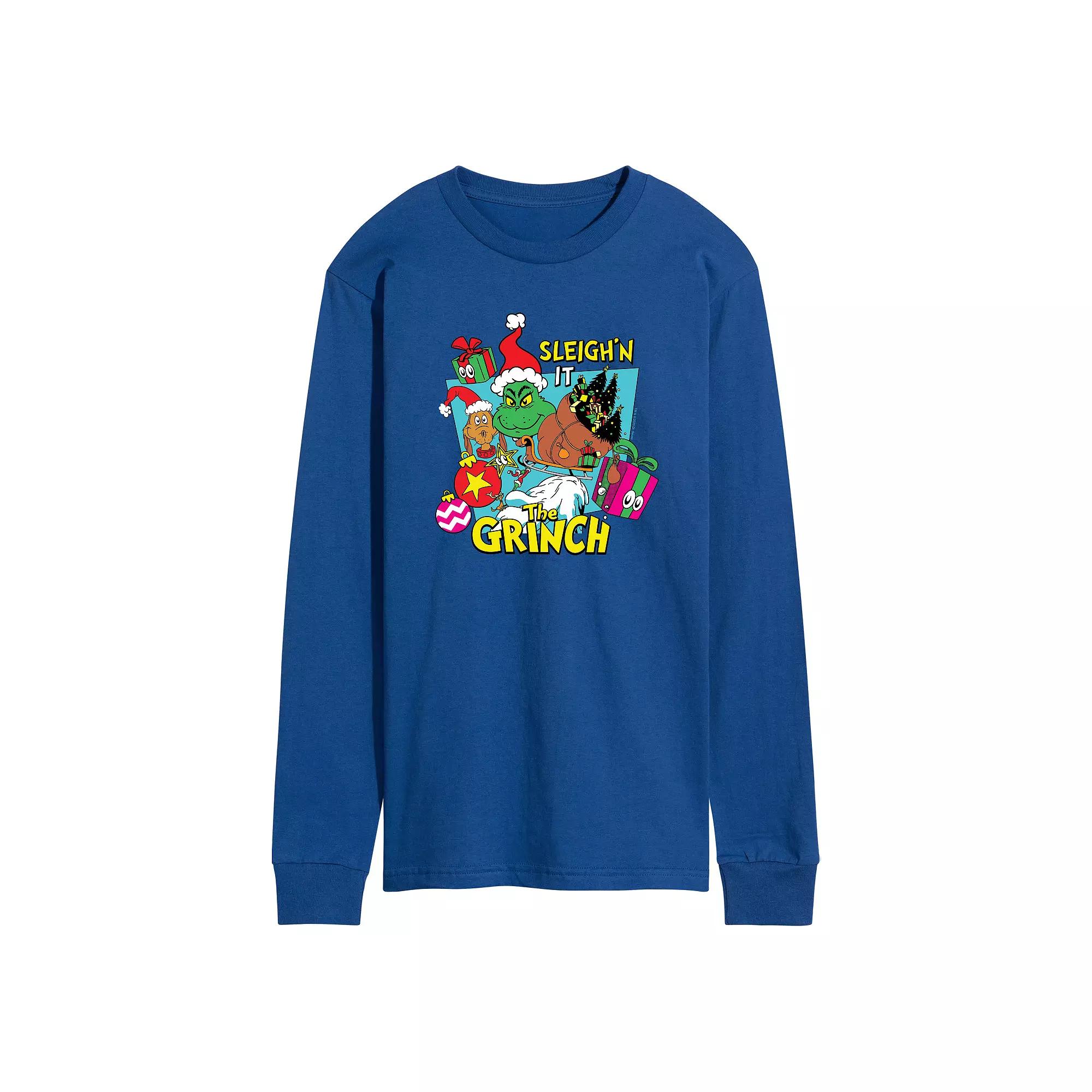 Men's Dr. Seuss The Grinch Sleigh'n It Long Sleeve Graphic Tee,  Product Image