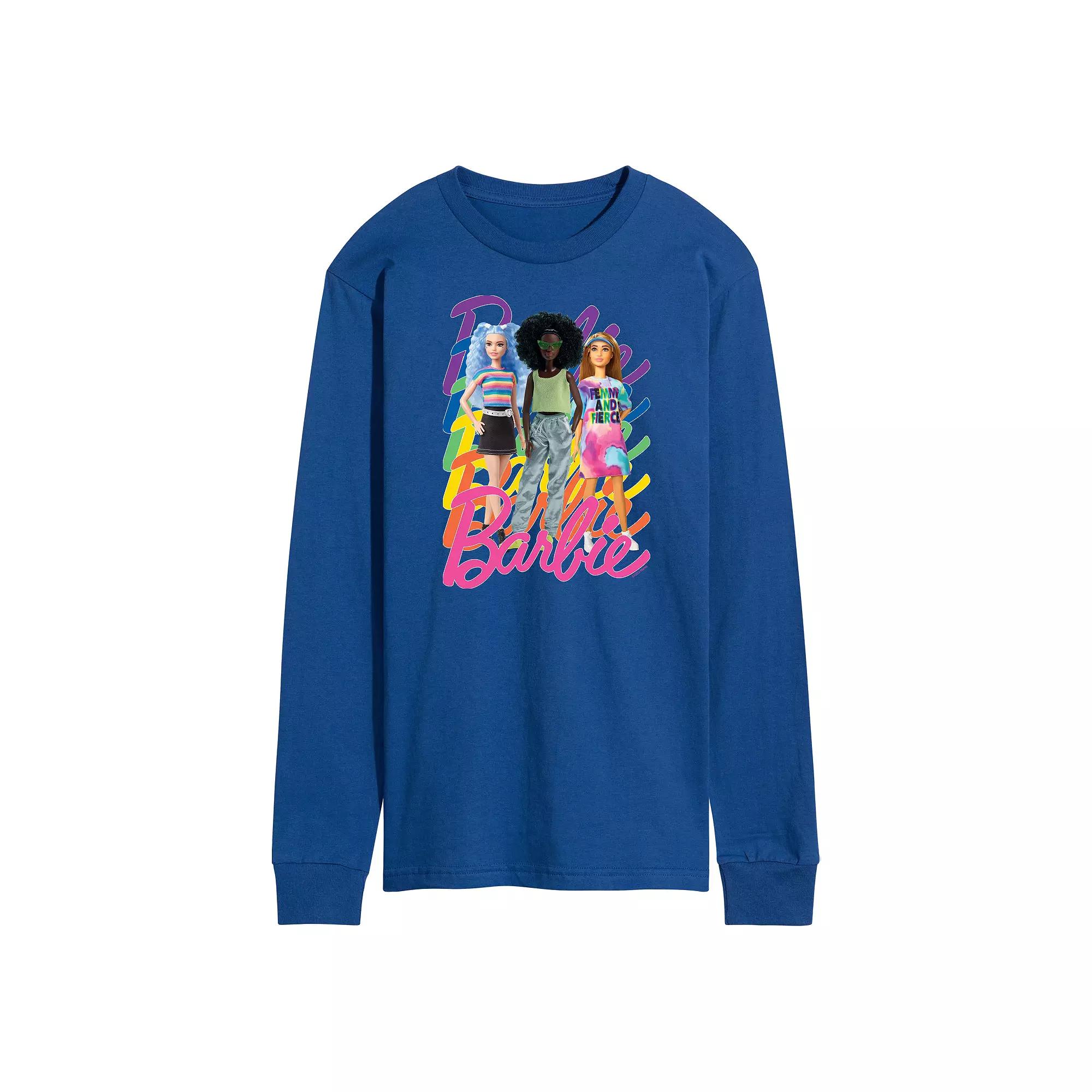 Men's Barbie Pride Rainbows Long Sleeve Graphic Tee,  Product Image