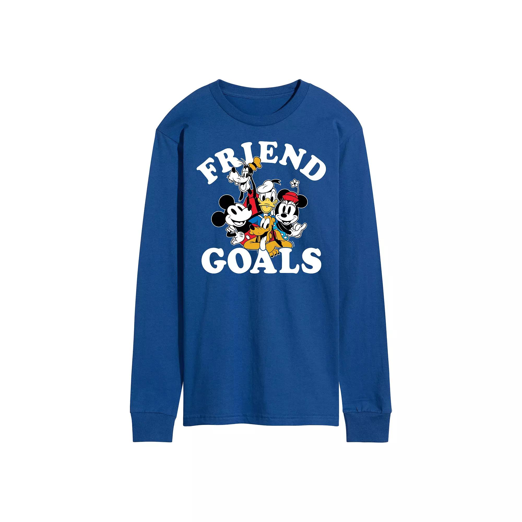 Disney's Mickey Mouse & Friends Men's Friend Goals Long Sleeve Graphic Tee,  Product Image