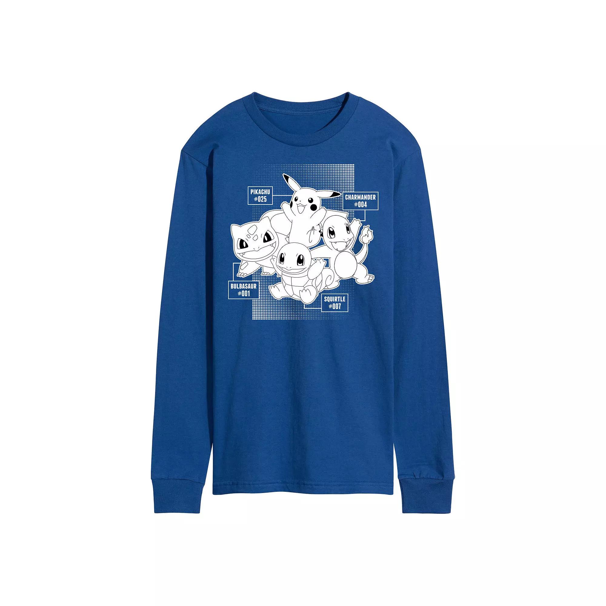 Men's Pokemon Labels Long Sleeve Graphic Tee,  Product Image