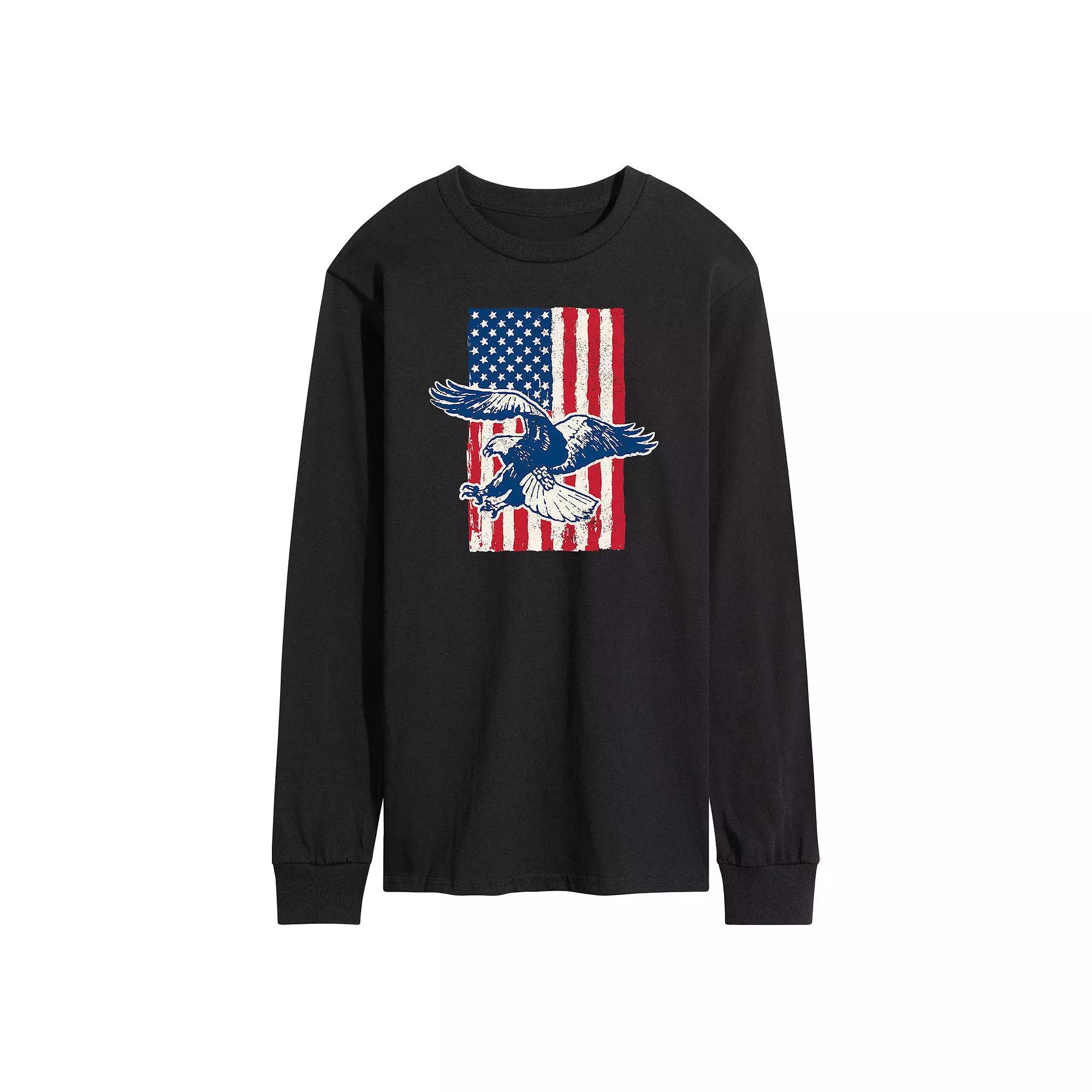 Men's Eagle American Flag Long Sleeve Graphic Tee,  Product Image
