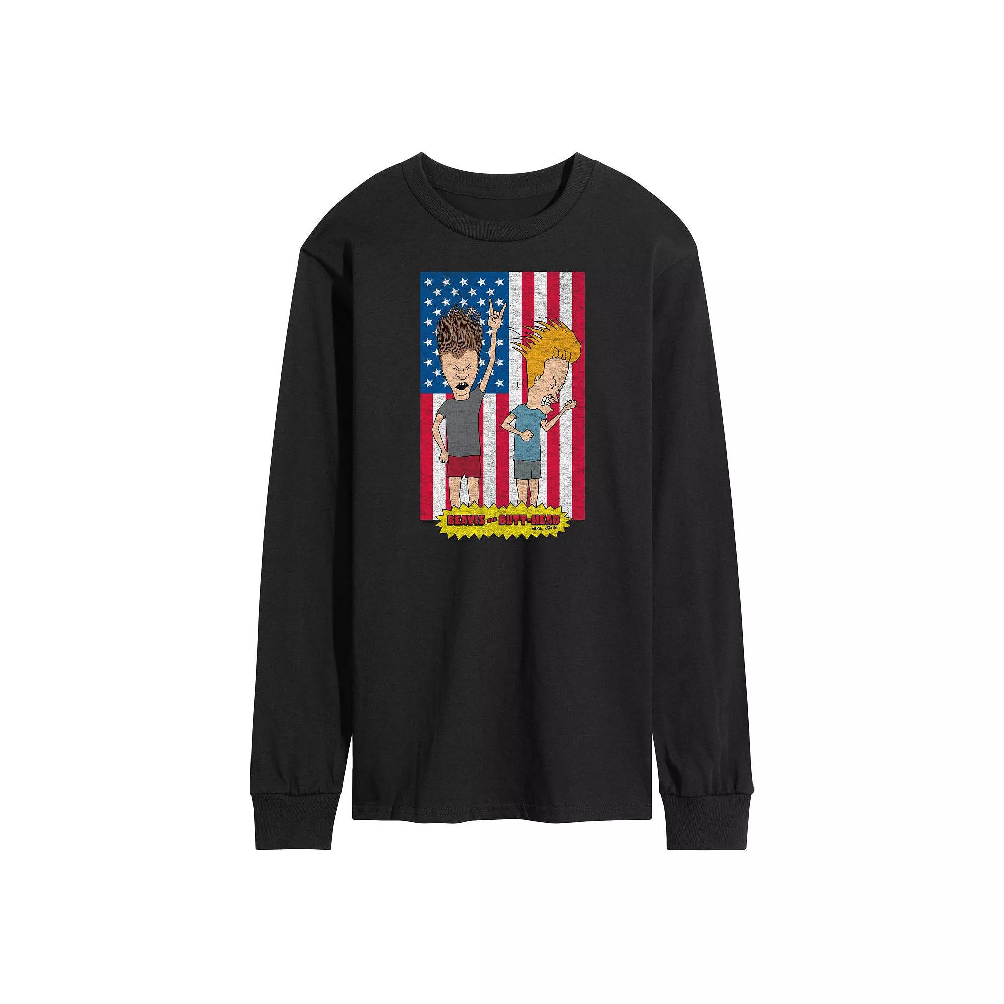 Men's Beavis And Butthead Americana Long Sleeve Tee,  Product Image