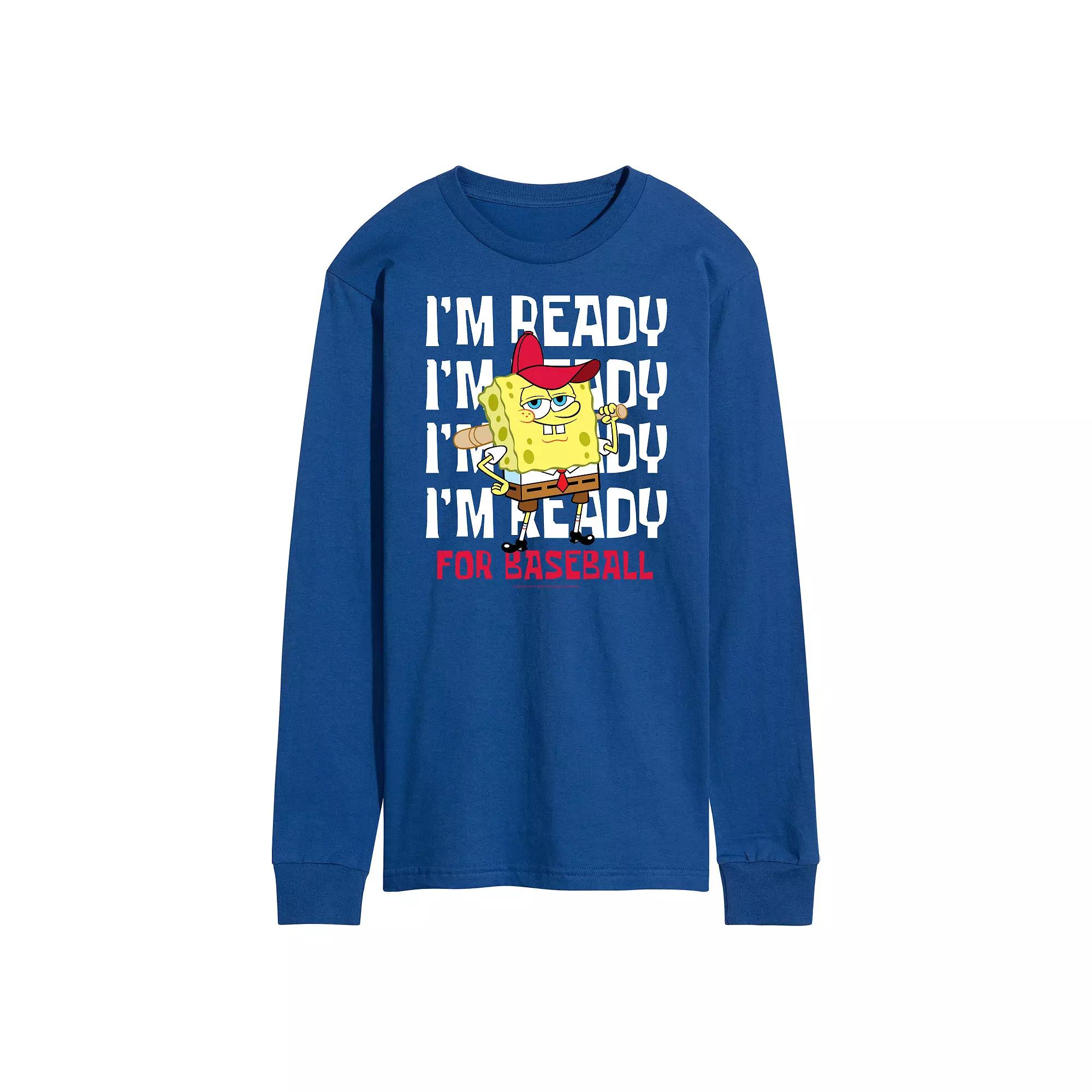 Men's Nickelodeon SpongeBob SquarePants Ready For Baseball Long Sleeve Graphic Tee,  Product Image