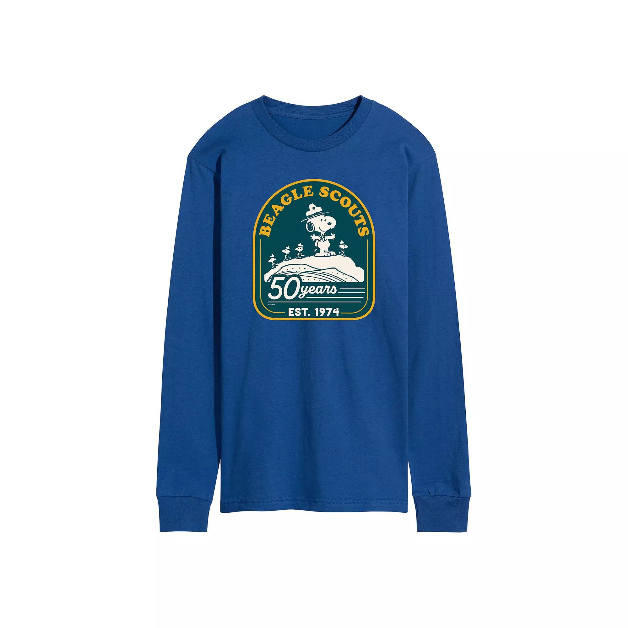Men's Peanuts Beagle Scout 50 Year Mountain Long Sleeve Graphic Tee,  Product Image