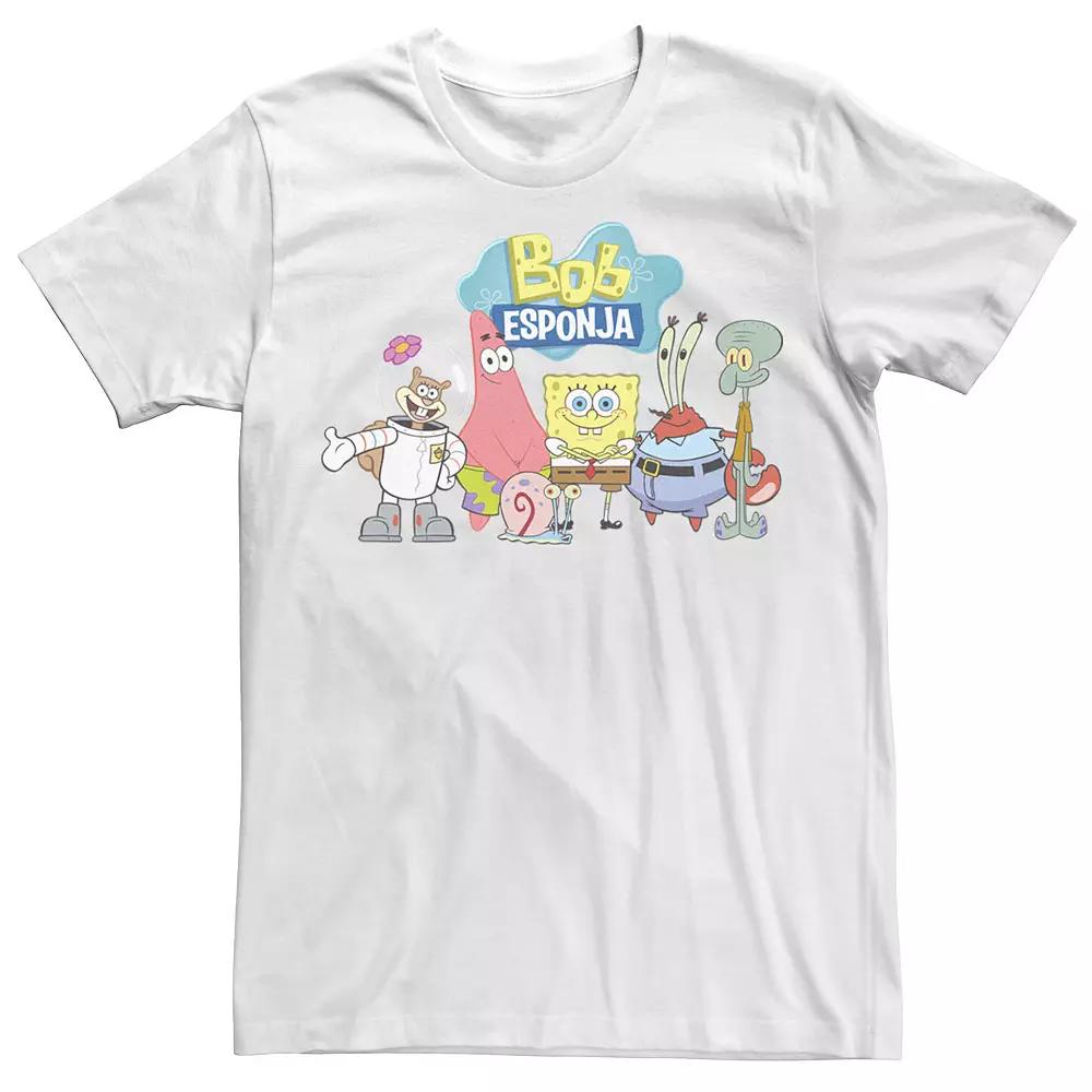 Men's Nickelodeon SpongeBob SquarePants Bob Esponja Happy Group Shot Graphic Tee,  Product Image