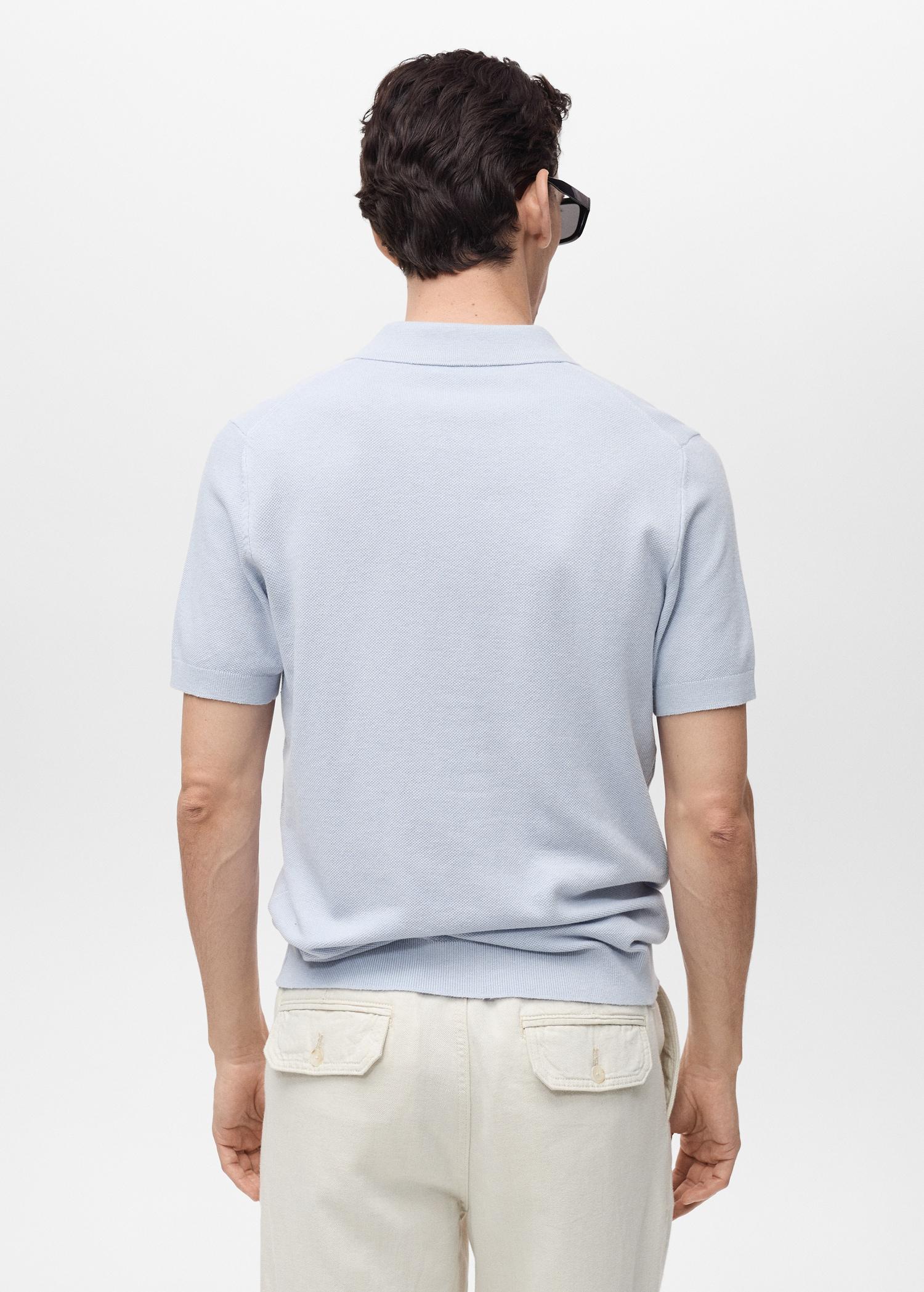 Structured knitted slim-fit polo shirt - Men | MANGO USA Product Image