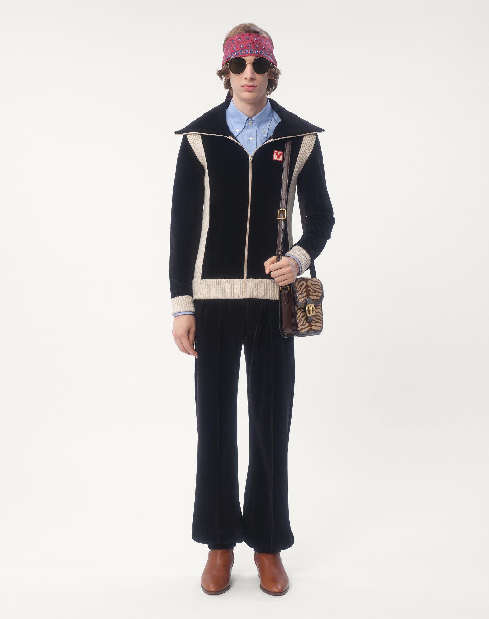 Chez Valentino Turtleneck Chenille Sweatshirt With Zipper And Patch Product Image