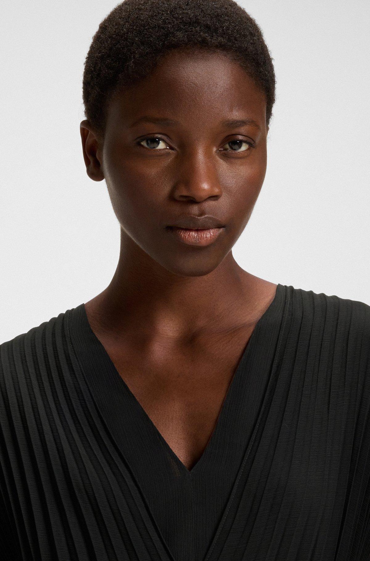 Belted dress in crinkle chiffon with overlay Product Image