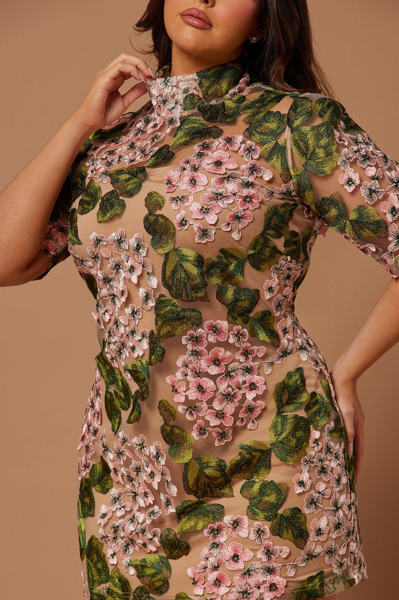 Elodie Floral Embroidered Mini Dress - Pink/combo Product Image