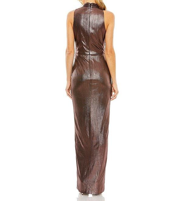 Mac Duggal Metallic Mock Neck Sleeveless Cutout Gown Product Image