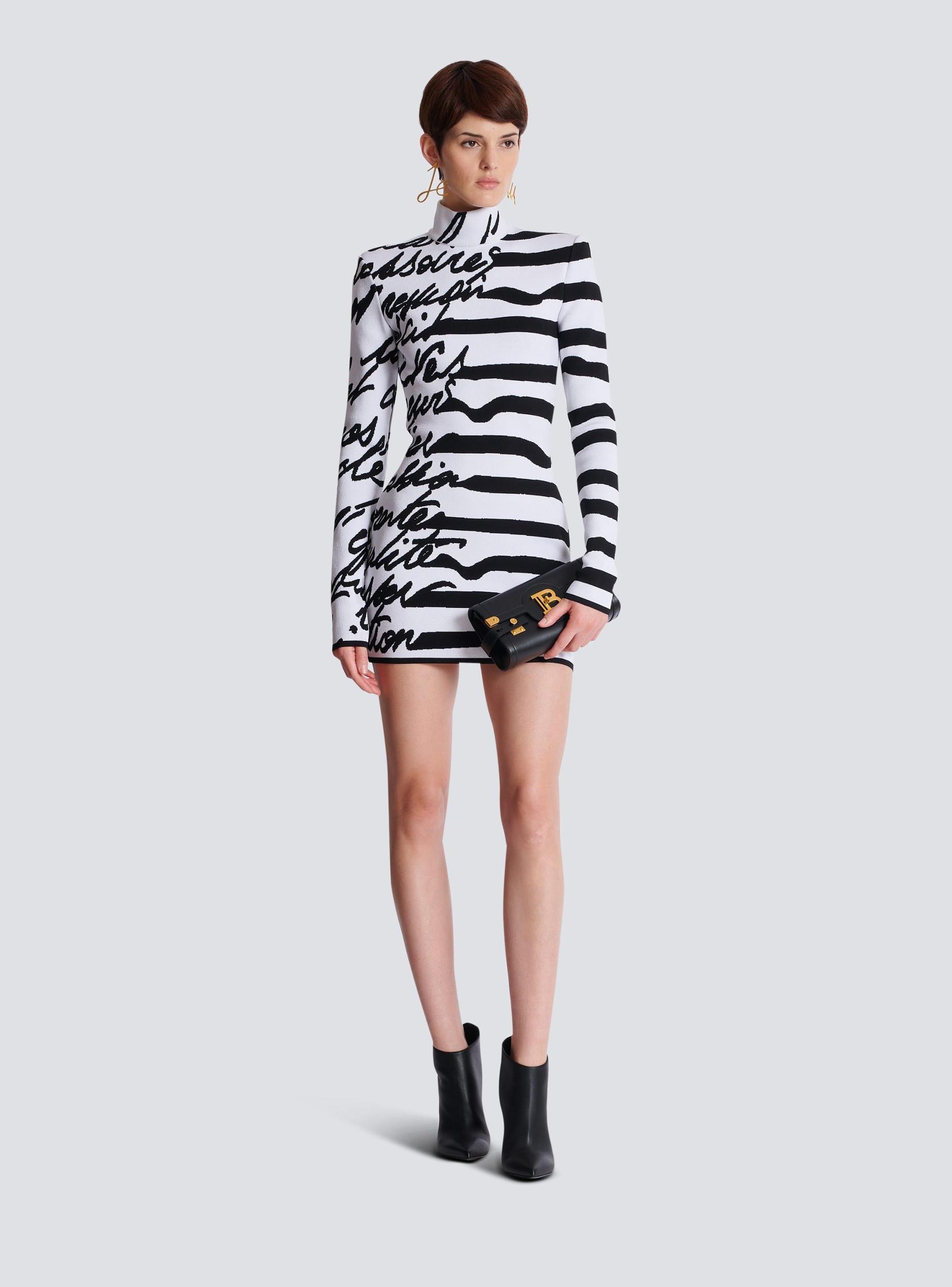 Striped "Love Letter" jacquard knit dress Product Image
