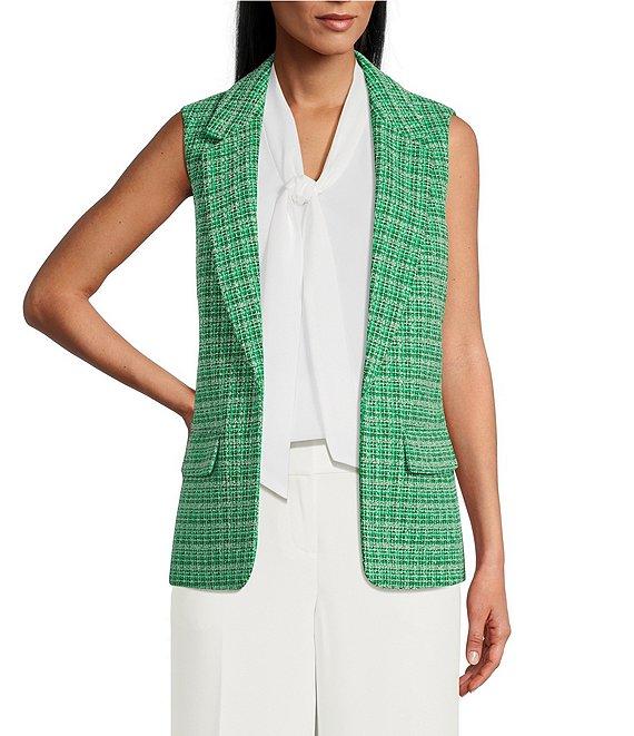 Kasper Tweed Notch Collar Sleeveless Vest Product Image