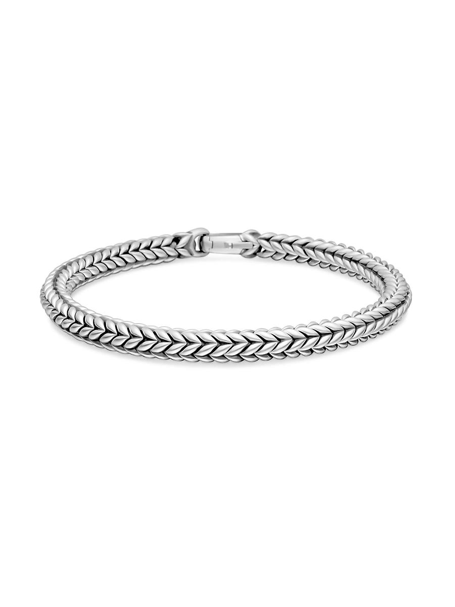 Mens Chevron Bead Bracelet in Sterling Silver, 6mm Product Image