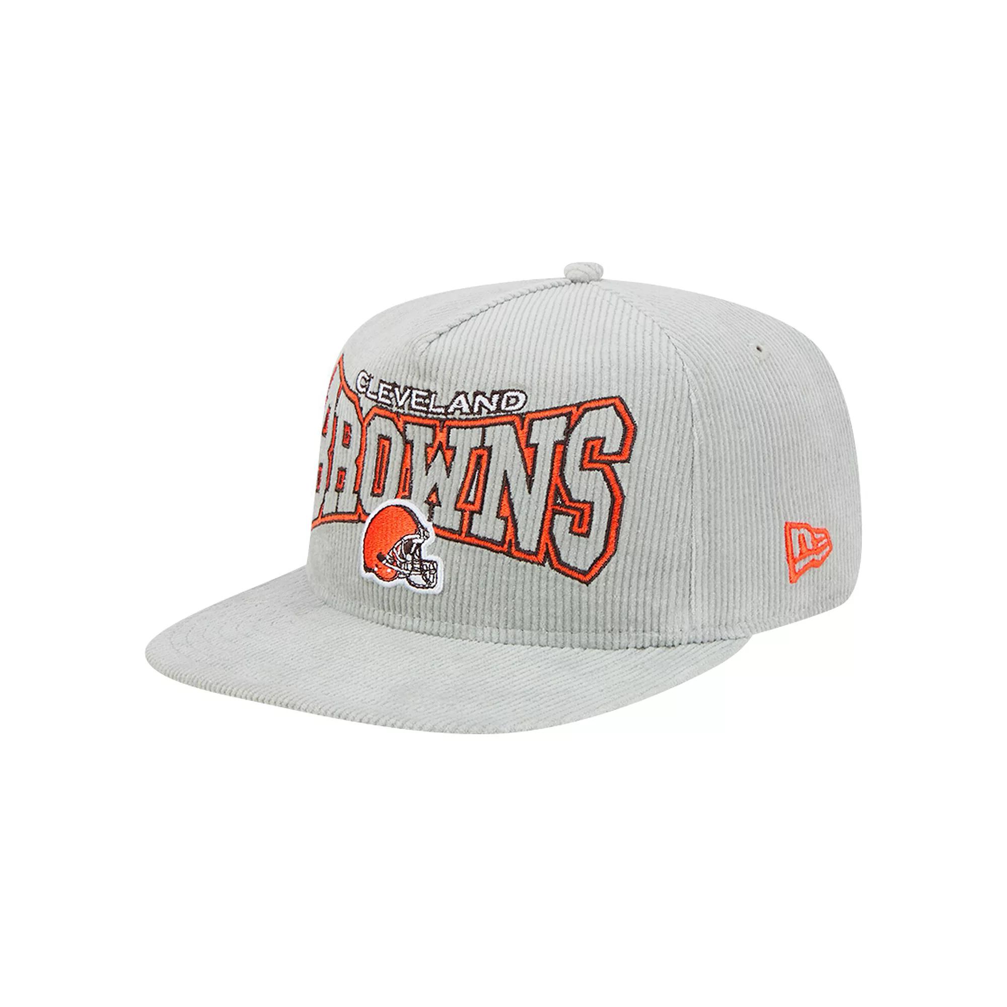 Men's New Era Gray Cleveland Browns Corduroy Golfer Adjustable Hat, Grey Product Image