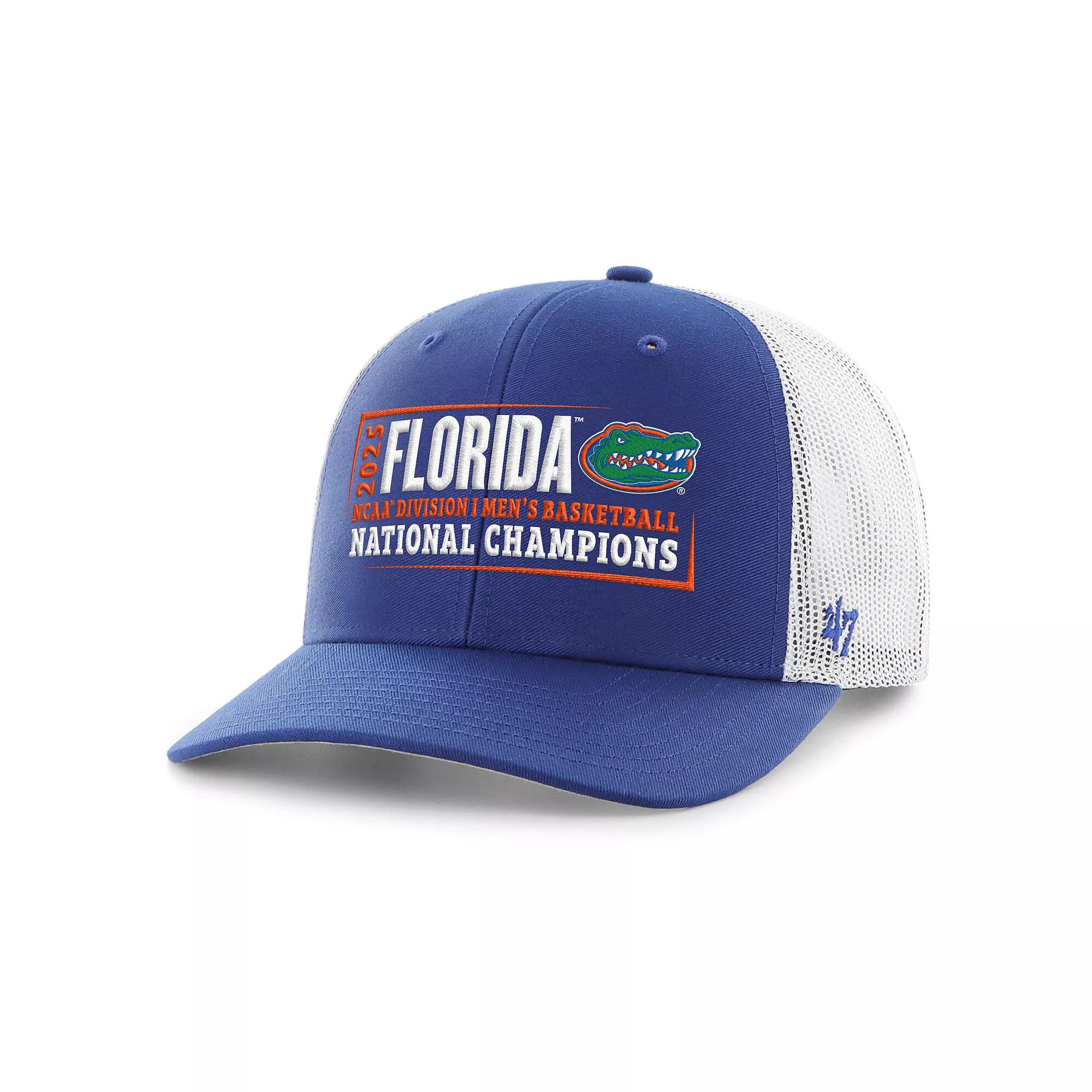 Men's '47 Royal Florida Gators 2025 NCAA Men's Basketball National Champions Trucker Adjustable Hat, Blue Product Image
