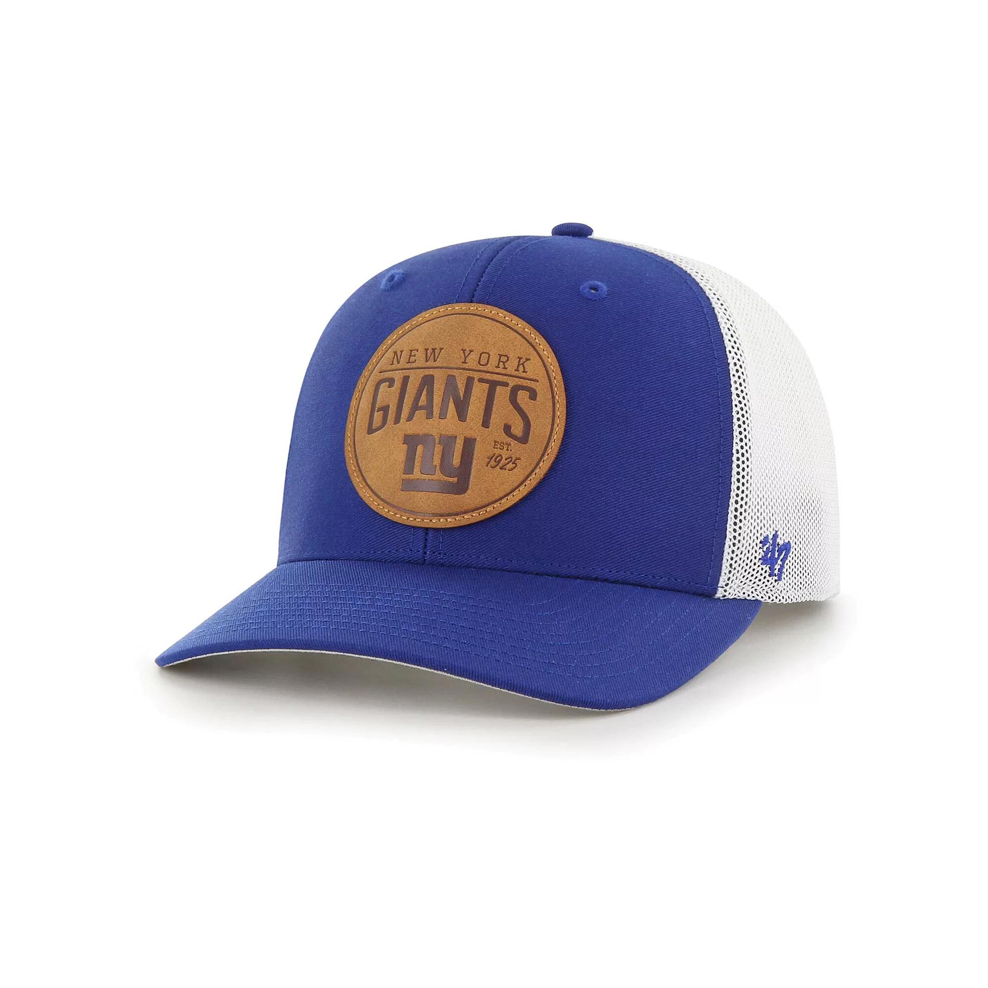 Men's '47 Royal New York Giants Leather Head Flex Hat,  Product Image