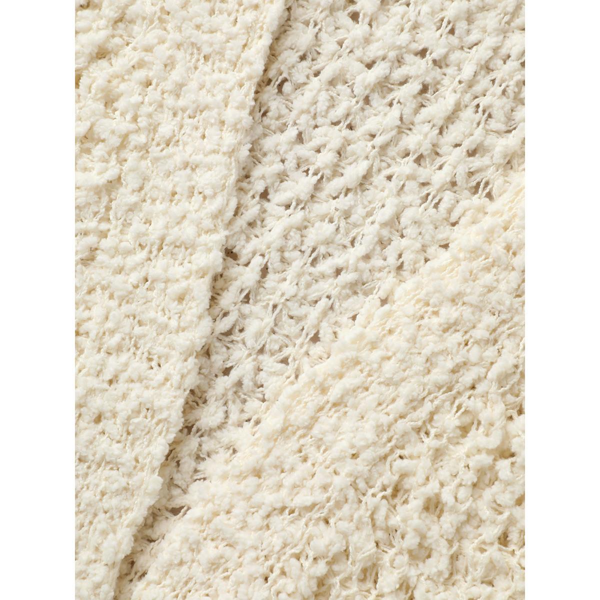 Plus Size Solid Textured Curved Hem Cardigan Beige Women Casual Loose Long Sleeve Everyday Cardigans BloomChic 10/M Product Image