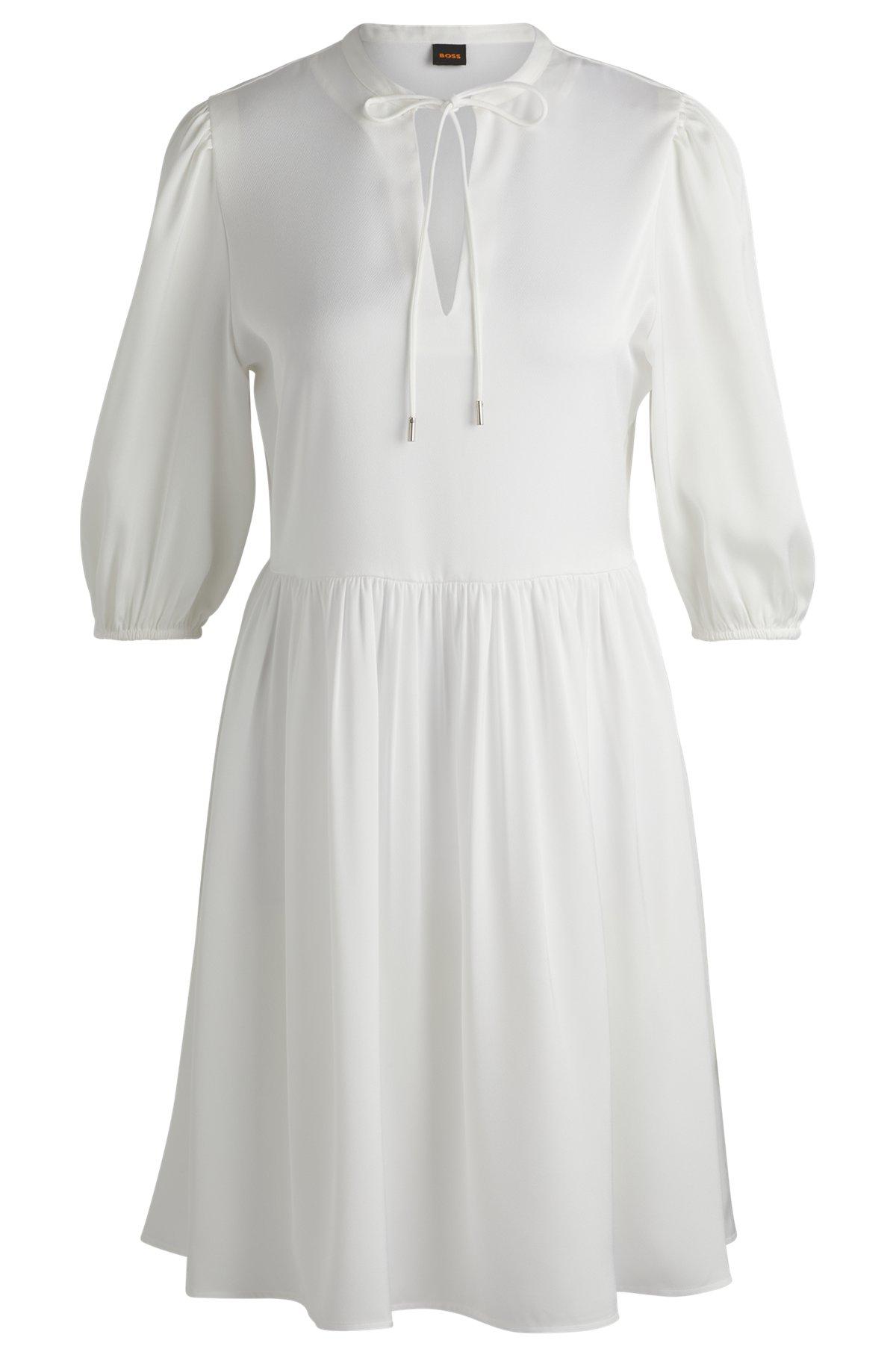 Hammered-satin dress with tie neckline Product Image