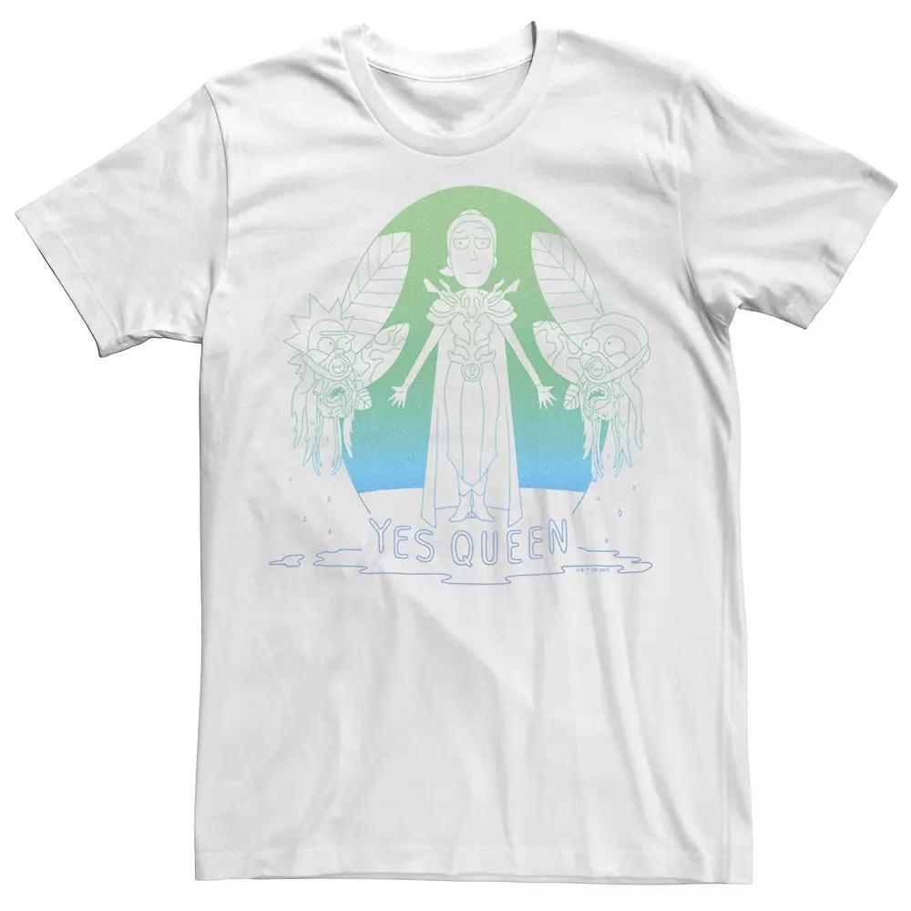 Men's Rick & Morty Summer Yes Queen Line Art Portrait Tee, Size: XS, White Product Image