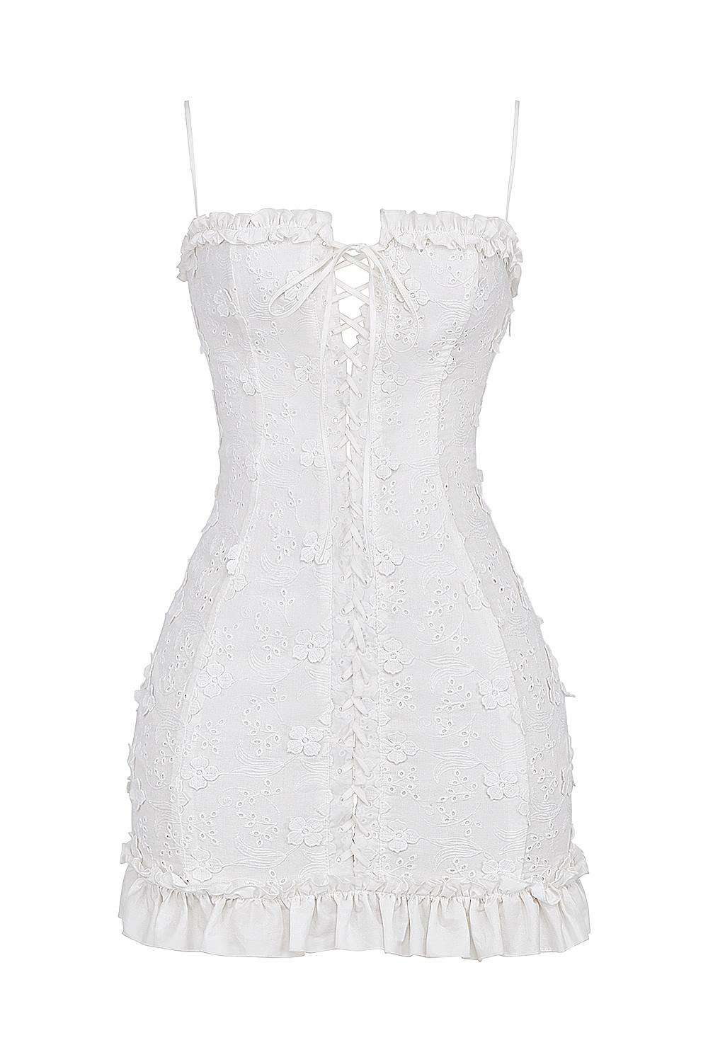 Marlene  white cotton broderie anglais mini dress Product Image