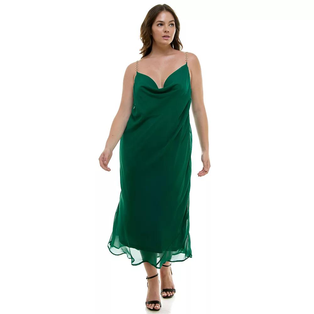 Plus Size Luxology Novelty Trim Slip Dress, Women's, Size: 1XL, Green Product Image