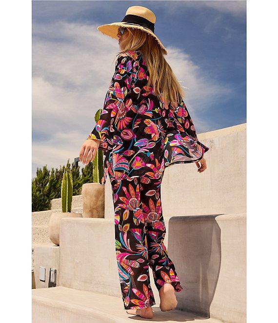 Trina Turk Luminary Printed Mesh Beach Button Front Swim Cover-Up Shirt Product Image