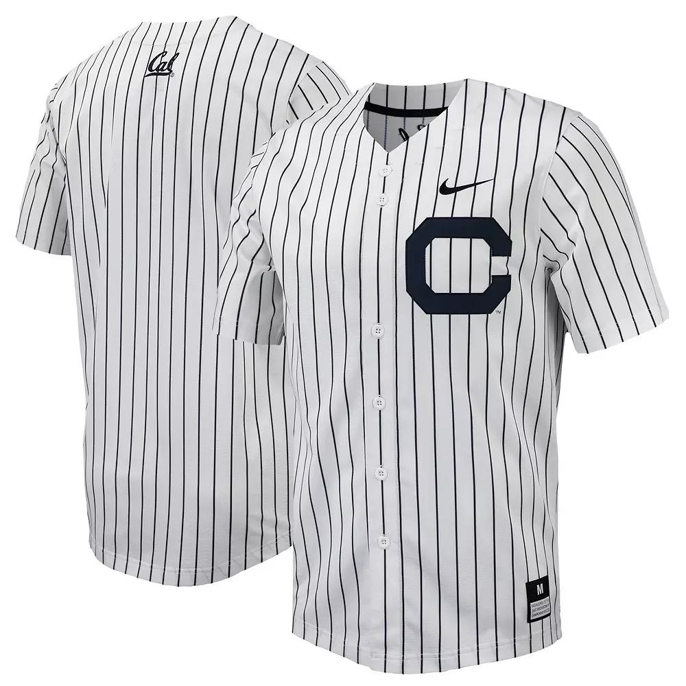 Men's Nike White/Navy Cal Bears Pinstripe Replica Full-Button Baseball Jersey,  Product Image