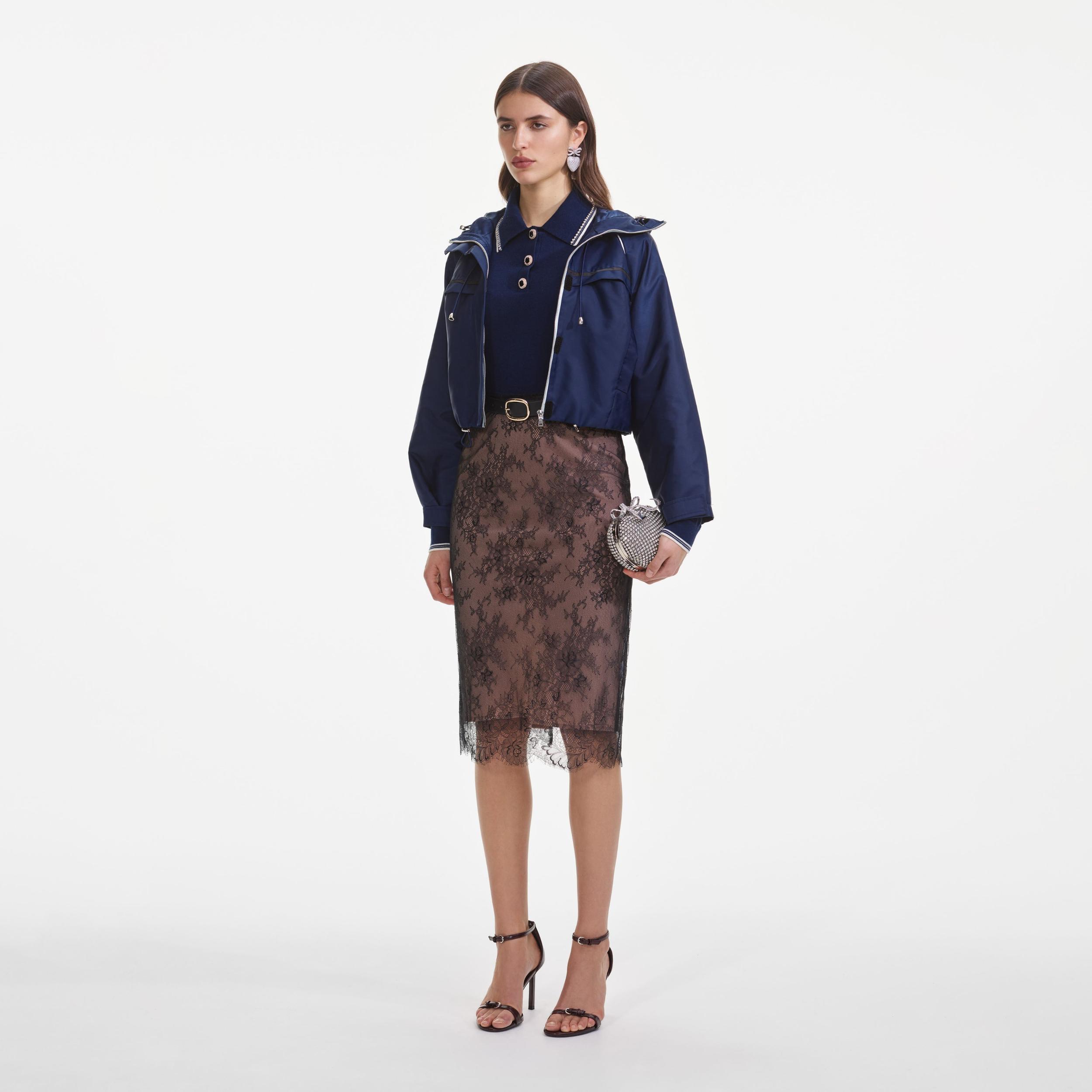 Navy Nylon Windbreaker Product Image