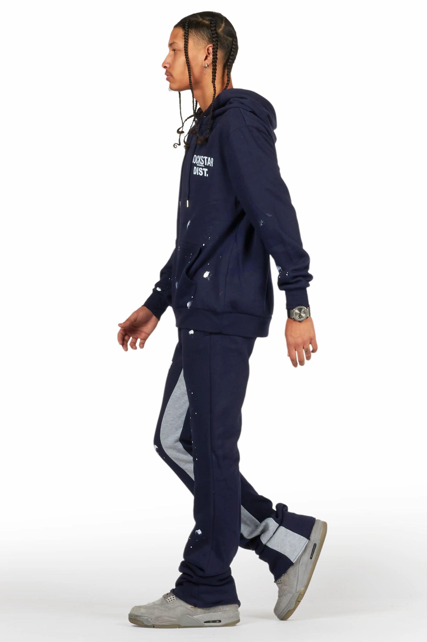 Raffer Navy Hoodie Baggy Fit Pant Track Set Male Product Image