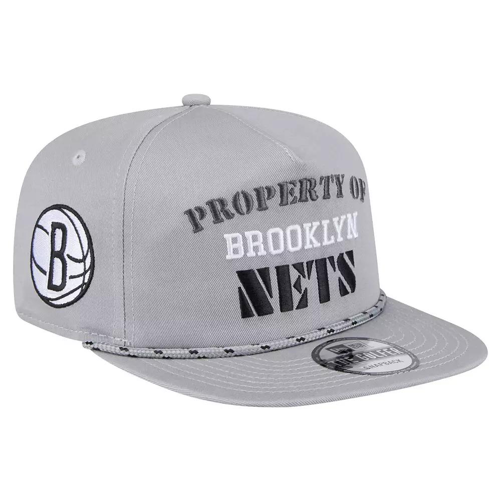 Men's New Era Gray Brooklyn Nets Throwback Property Of Golfer Snapback Hat, Grey Product Image