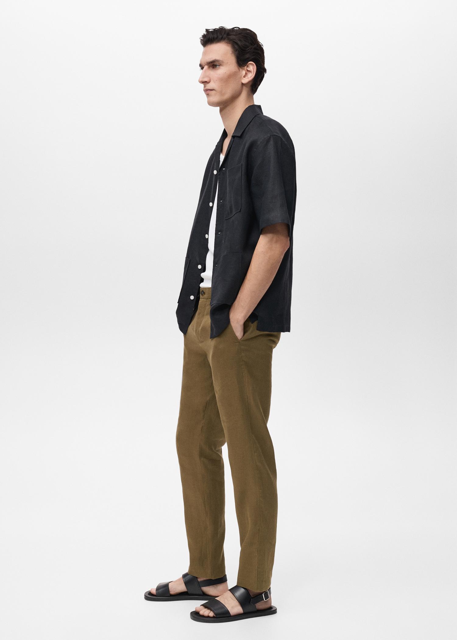 Slim-fit 100% linen pants - Men | MANGO USA Product Image