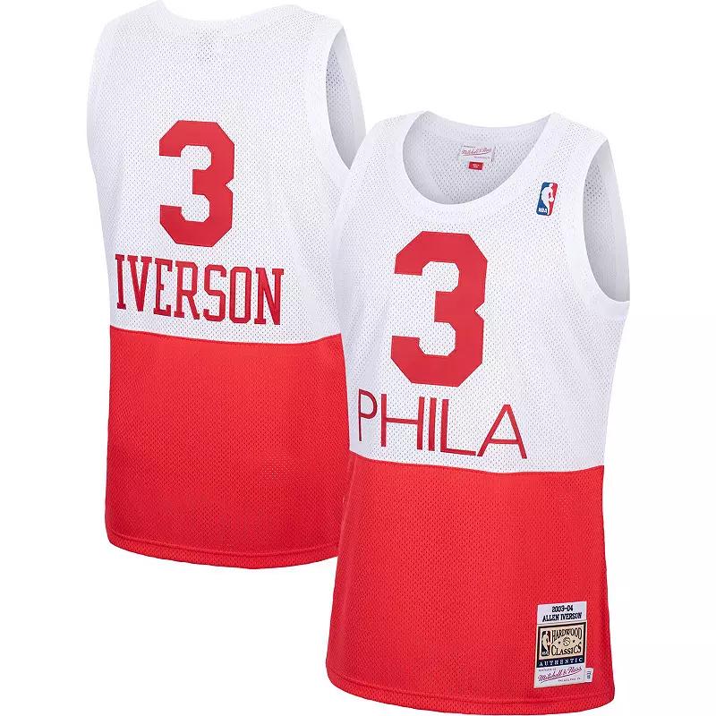 Mens Mitchell & Ness Allen Iverson White Philadelphia 76ers Hardwood Classics Authentic Jersey Product Image