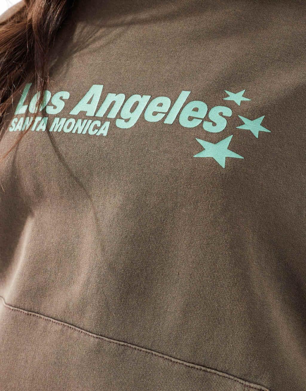 Pull&Bear Le Marais graphic oversized hoodie in brown Product Image