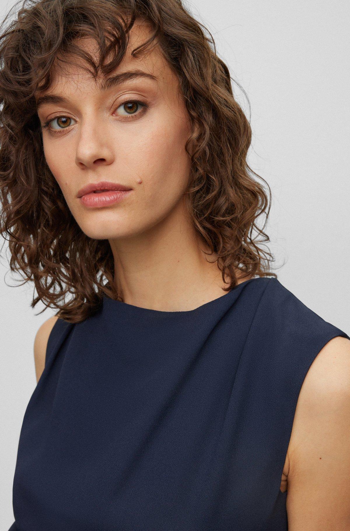 BOSS - Slim-fit business dress with feature neckline  - Dark Blue Product Image