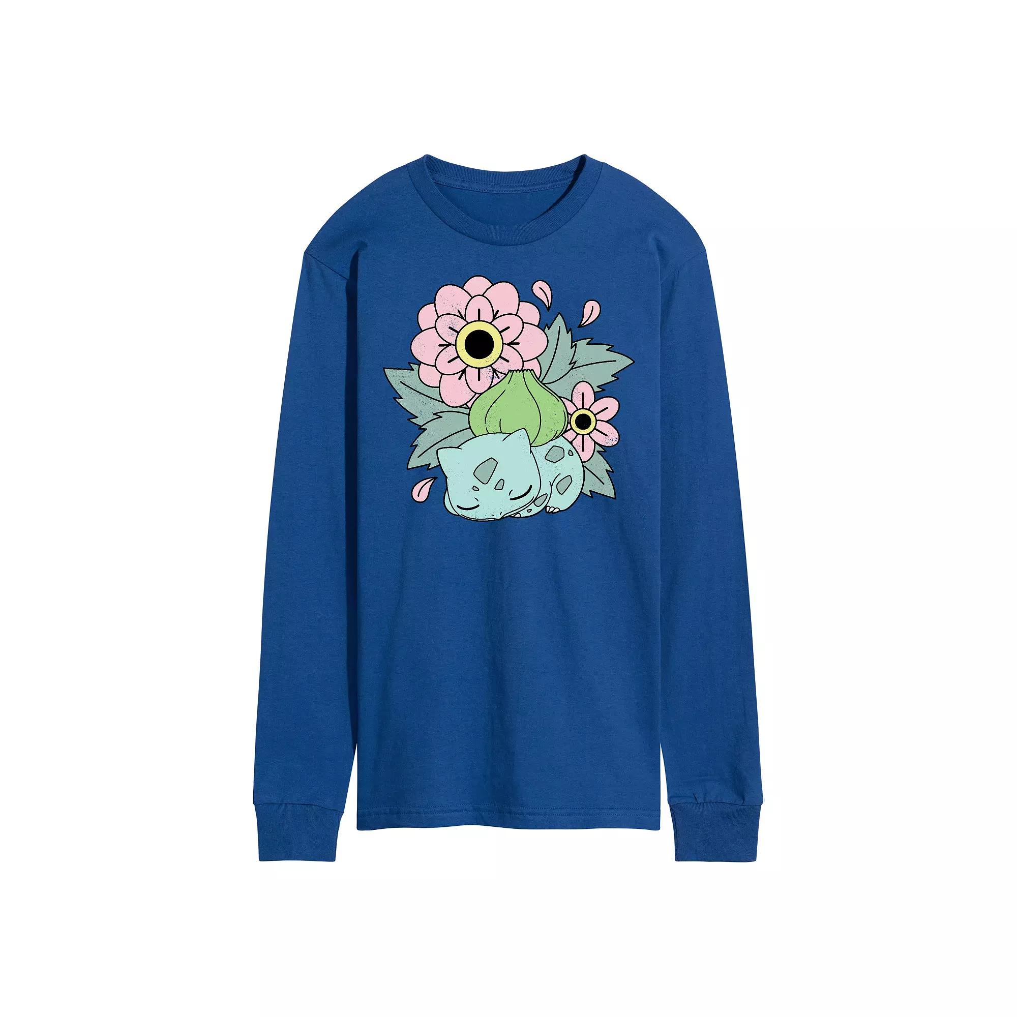 Men's Pokémon Bulba Flowers Long Sleeve Graphic Tee,  Product Image